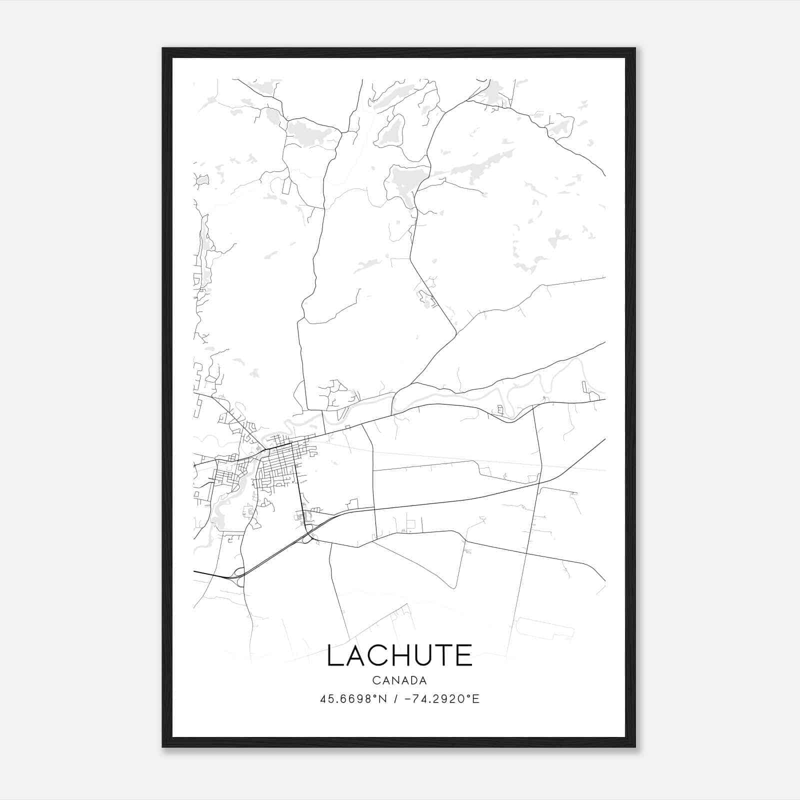 Lachute Canada Map Poster, Modern Home Decor Wall Art Print