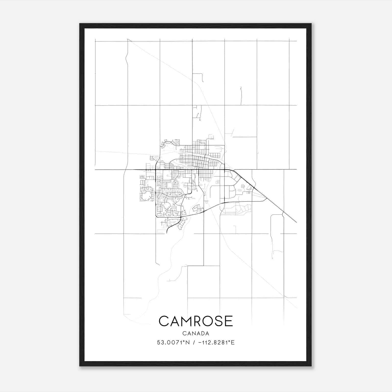 Camrose Canada Map Poster, Modern Home Decor Wall Art Print