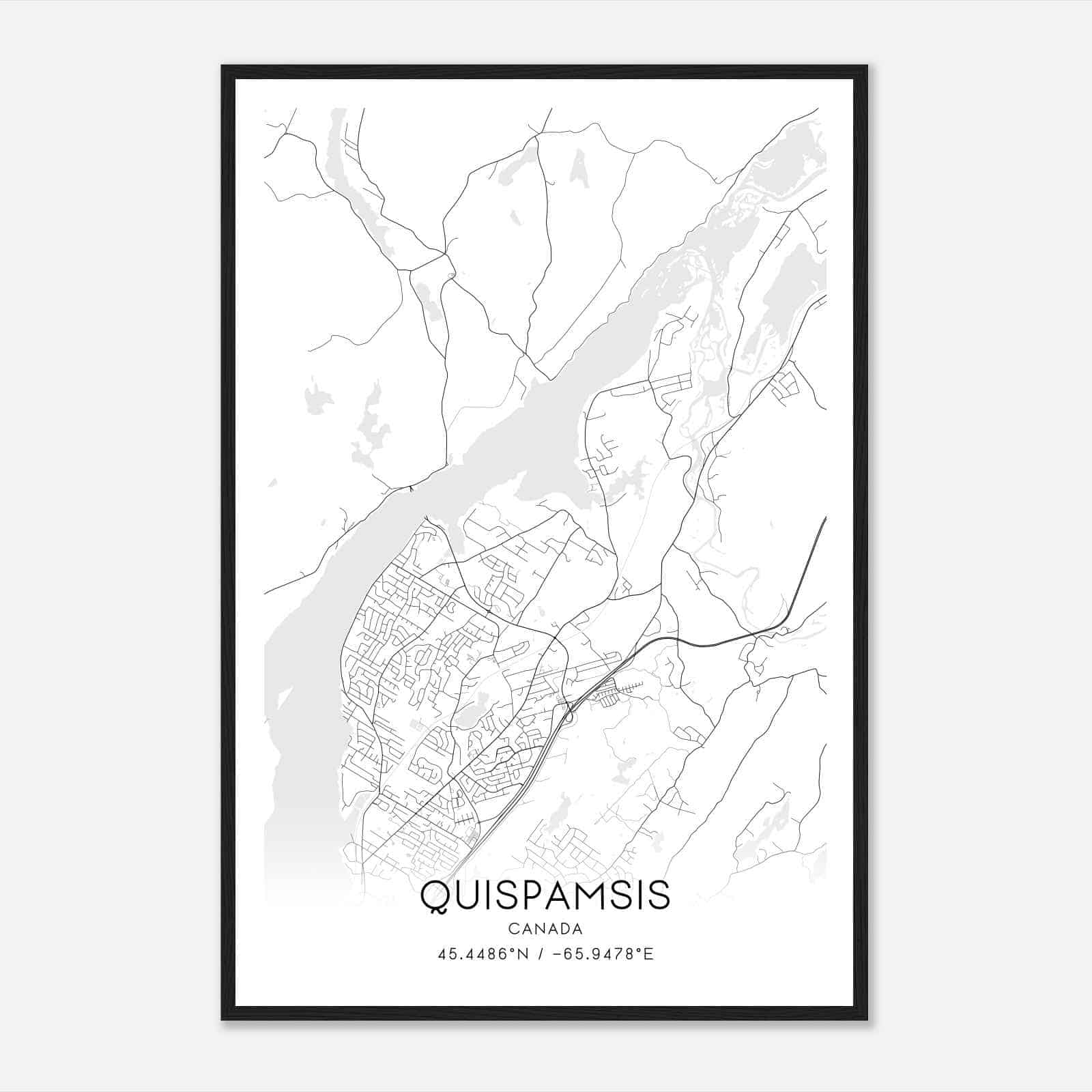 Quispamsis Canada Map Poster, Modern Home Decor Wall Art Print