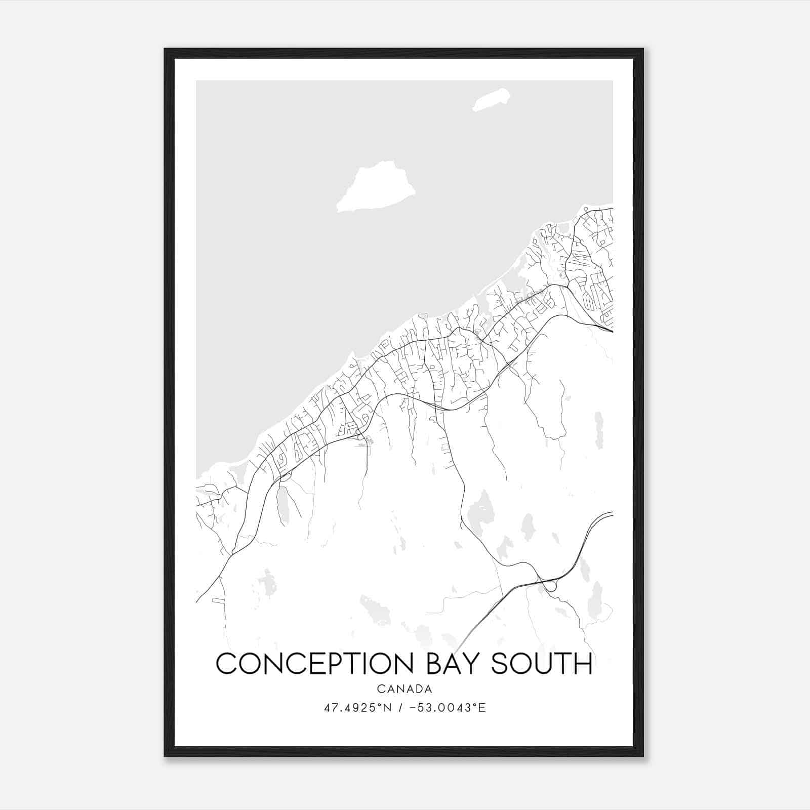 Conception Bay South Canada Map Poster, Modern Home Decor Wall Art Print Conception Bay South Canada Map Poster, Modern Home Decor Wall Art Print