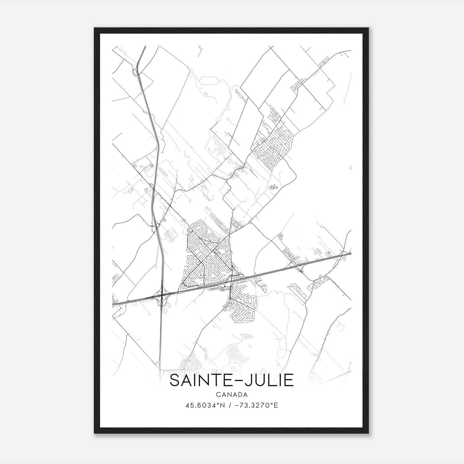 Sainte-Julie Canada Map Poster, Modern Home Decor Wall Art Print Sainte-Julie Canada Map Poster, Modern Home Decor Wall Art Print