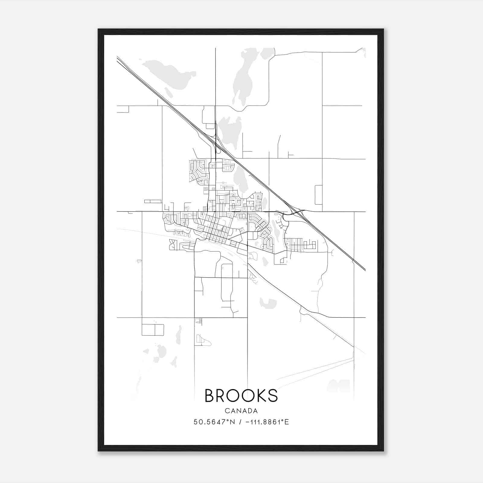 Brooks Canada Map Poster, Modern Home Decor Wall Art Print