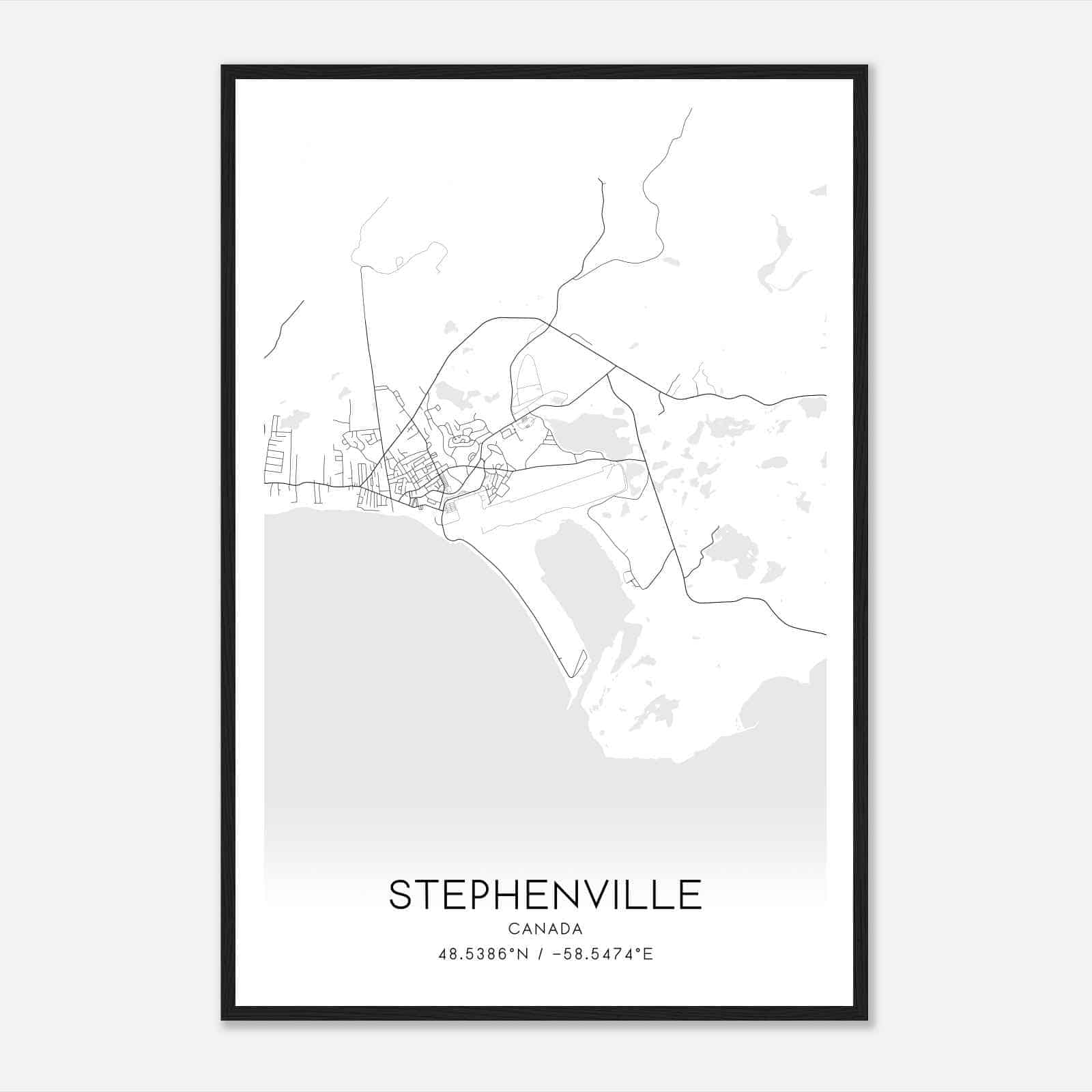Stephenville Canada Map Poster, Modern Home Decor Wall Art Print