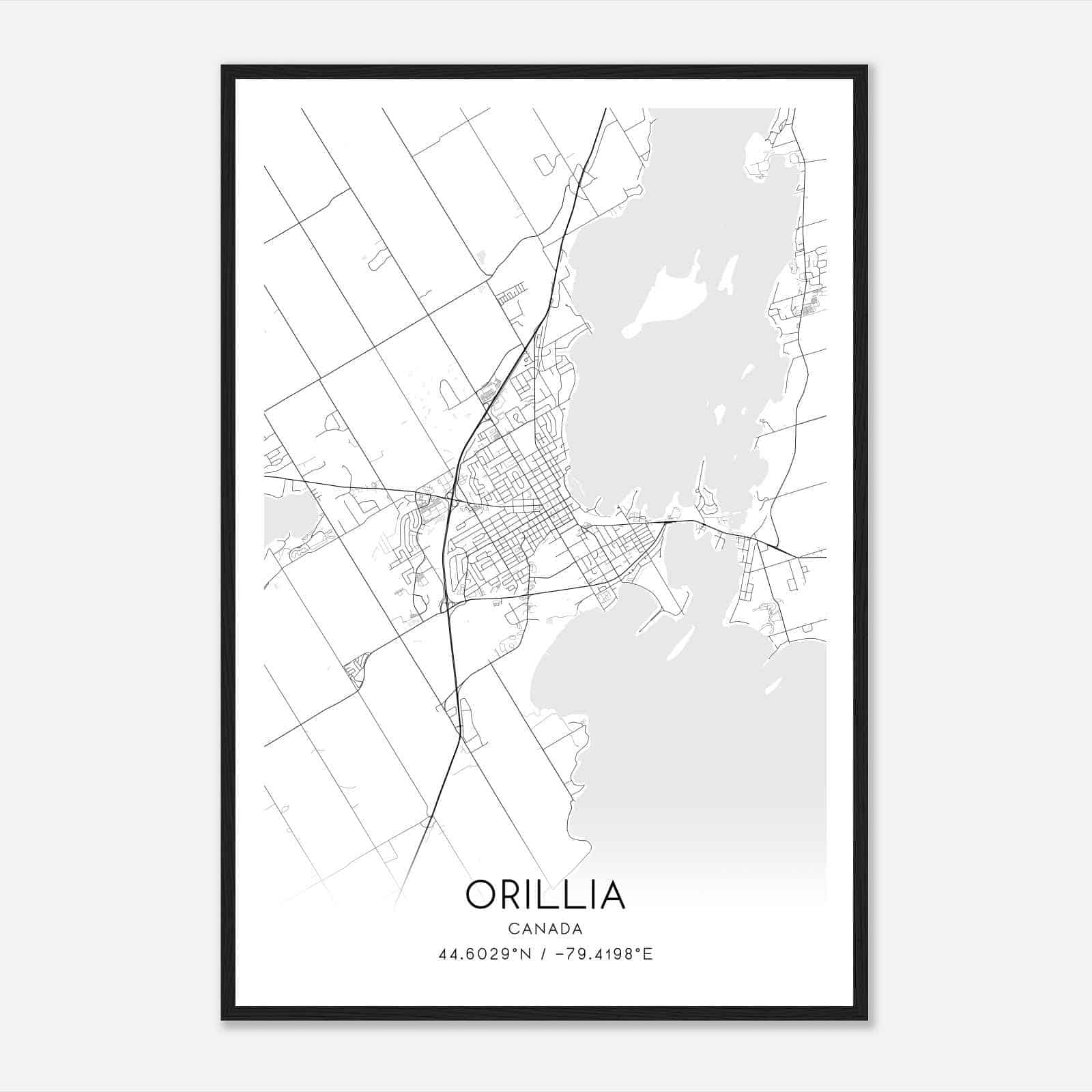 Orillia Canada Map Poster, Modern Home Decor Wall Art Print