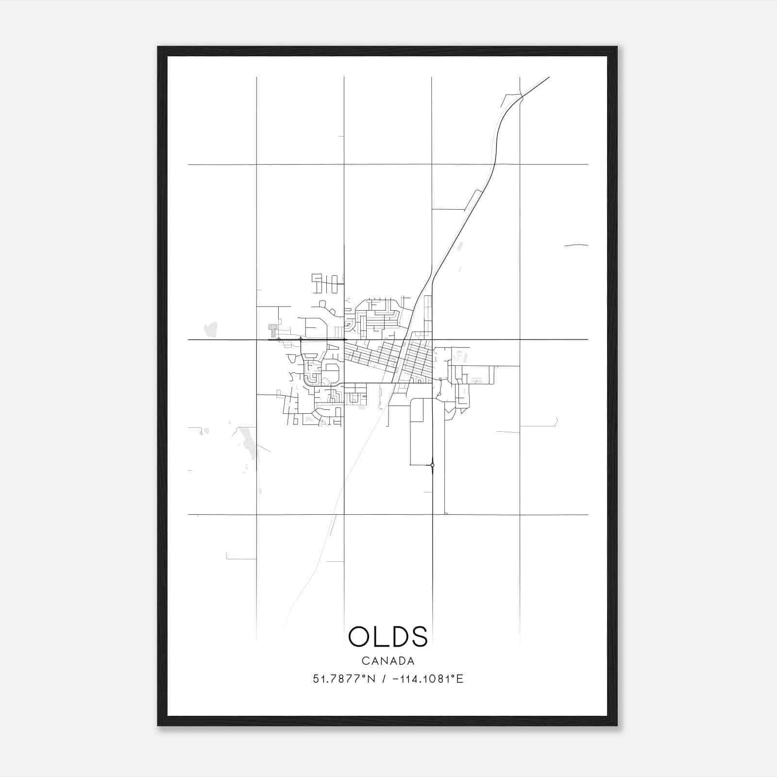 Olds Canada Map Poster, Modern Home Decor Wall Art Print