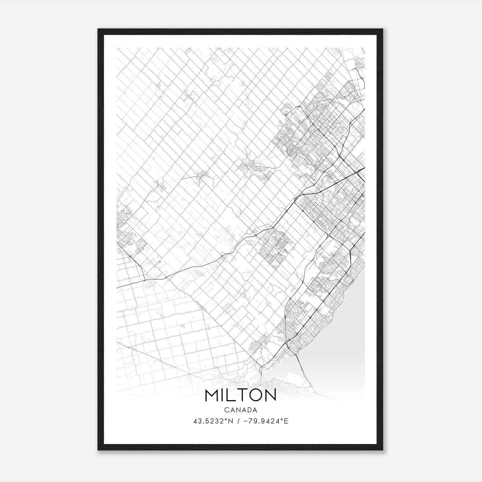 Milton Canada Map Poster, Modern Home Decor Wall Art Print