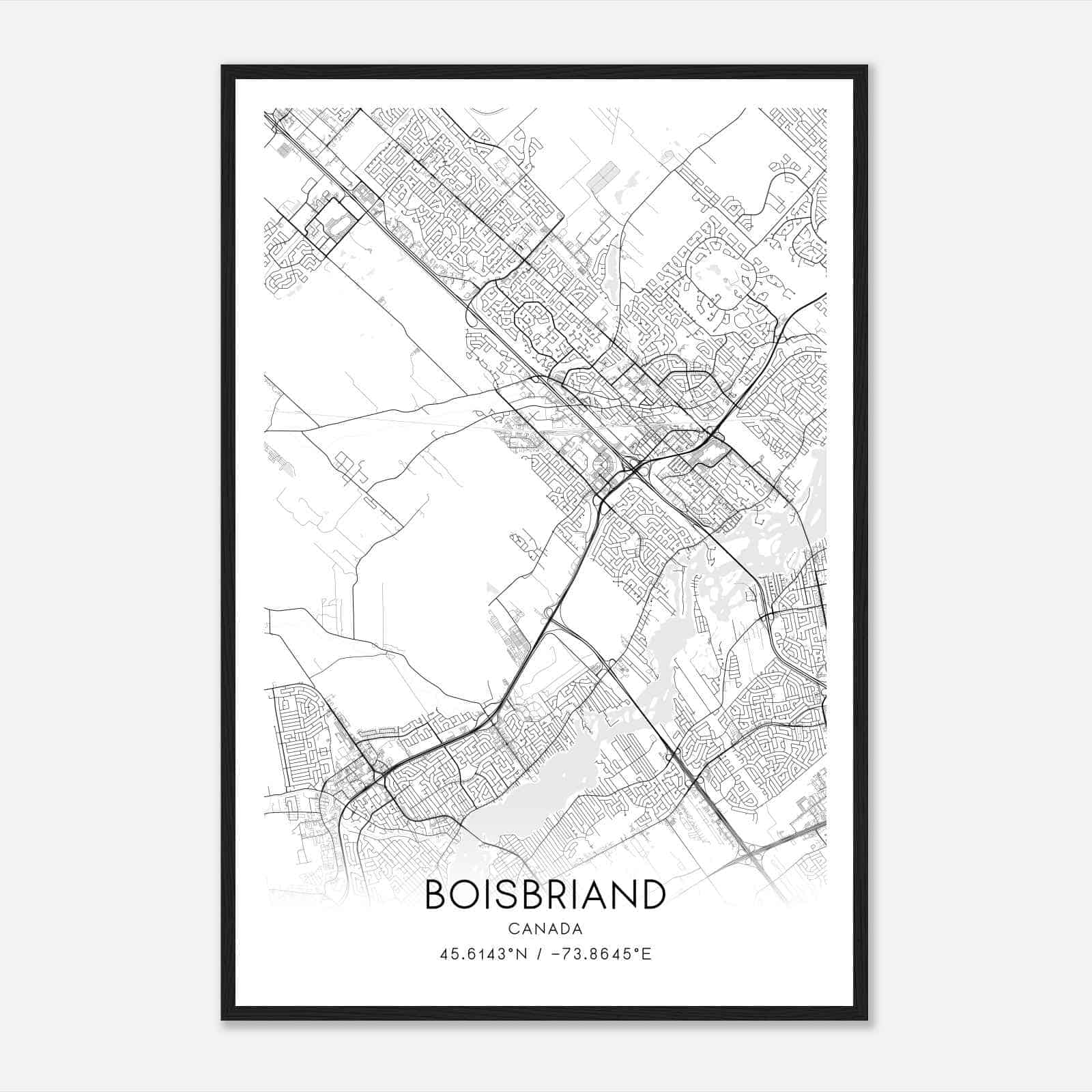 Boisbriand Canada Map Poster, Modern Home Decor Wall Art Print
