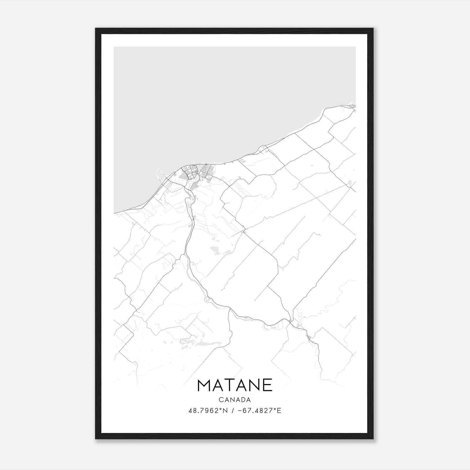 Matane Canada Map Poster, Modern Home Decor Wall Art Print