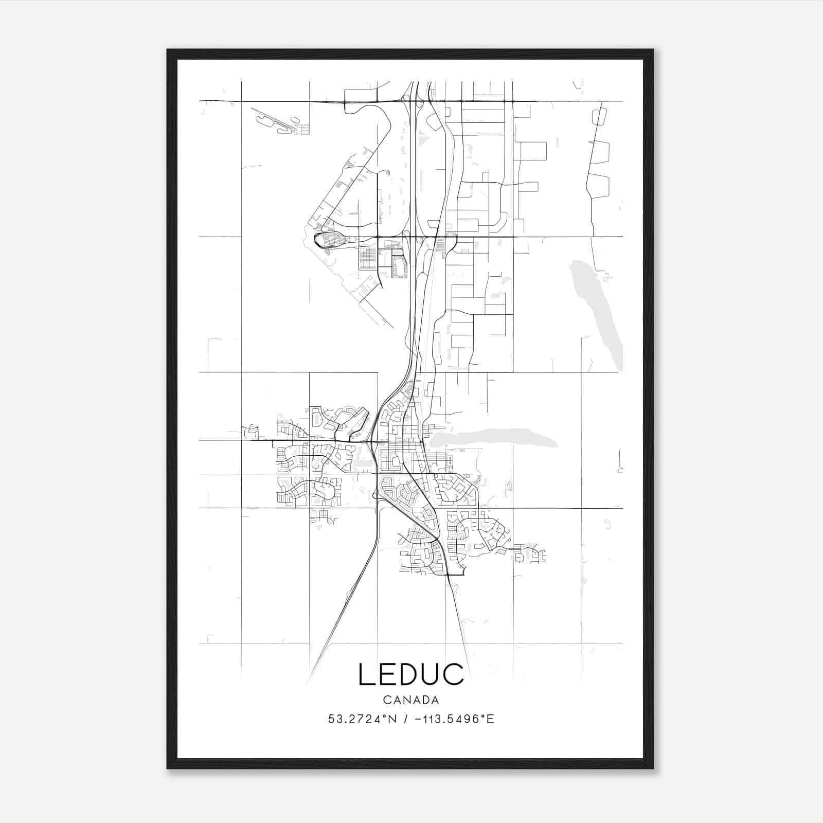Leduc Canada Map Poster, Modern Home Decor Wall Art Print