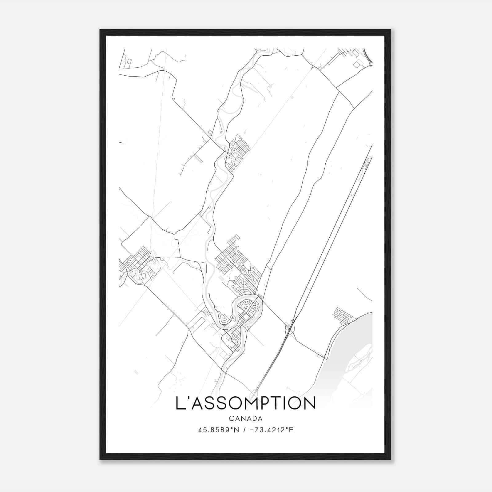 L’Assomption Canada Map Poster, Modern Home Decor Wall Art Print