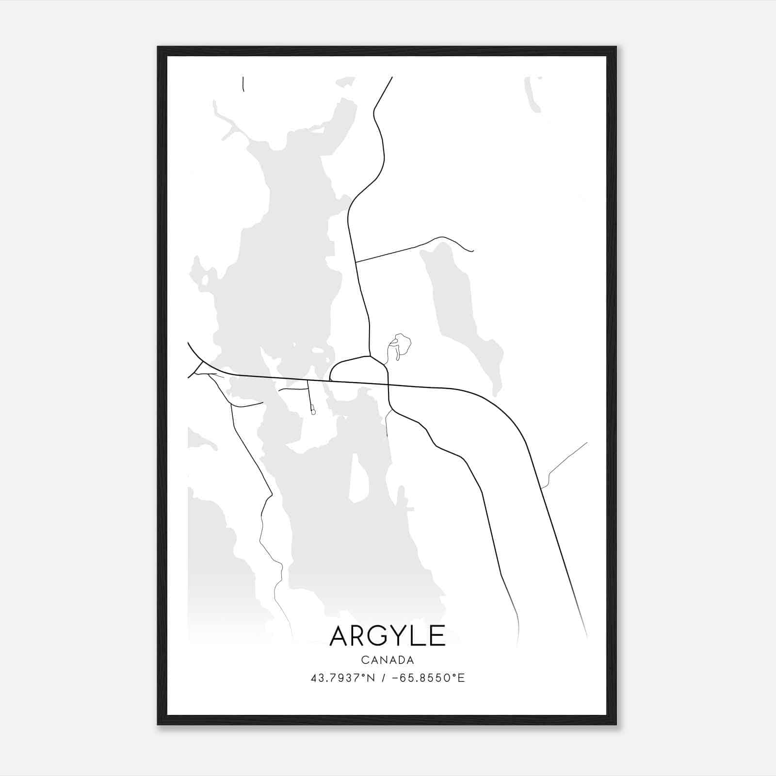 Argyle Canada Map Poster, Modern Home Decor Wall Art Print