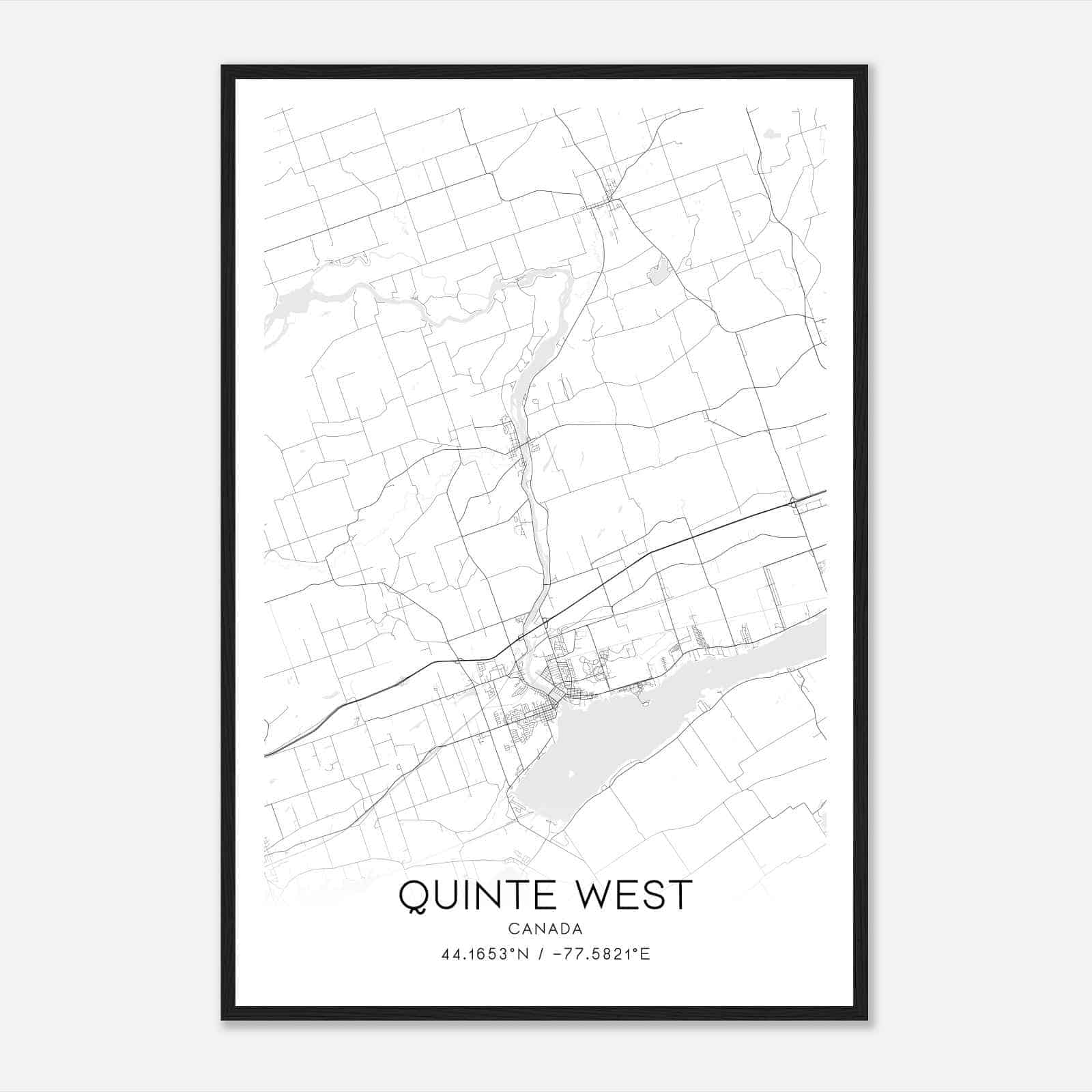 Quinte West Canada Map Poster, Modern Home Decor Wall Art Print