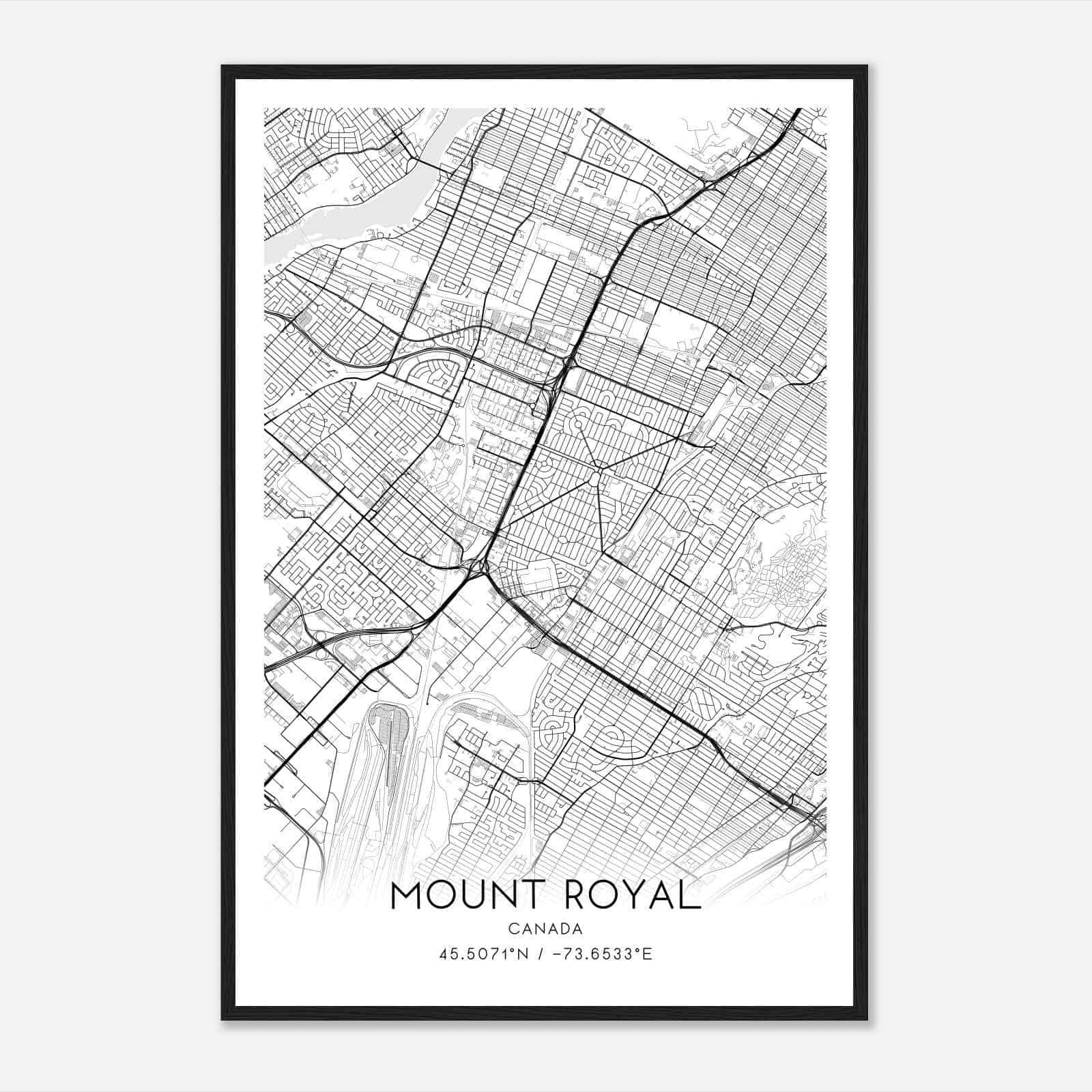 Mont-Royal Canada Map Poster, Modern Home Decor Wall Art Print