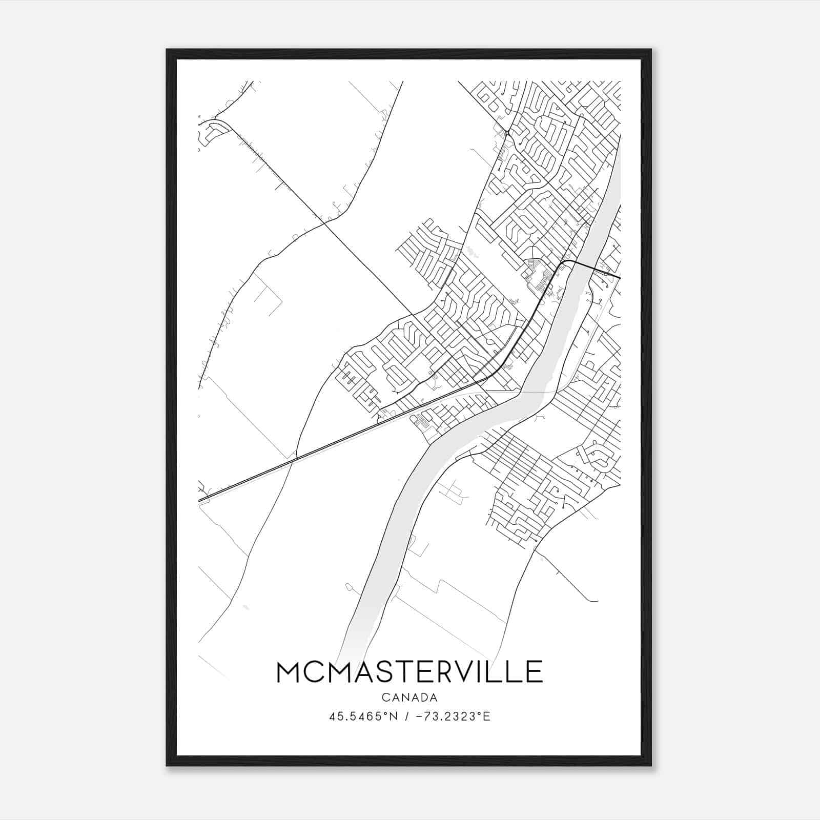 McMasterville Canada Map Poster, Modern Home Decor Wall Art Print