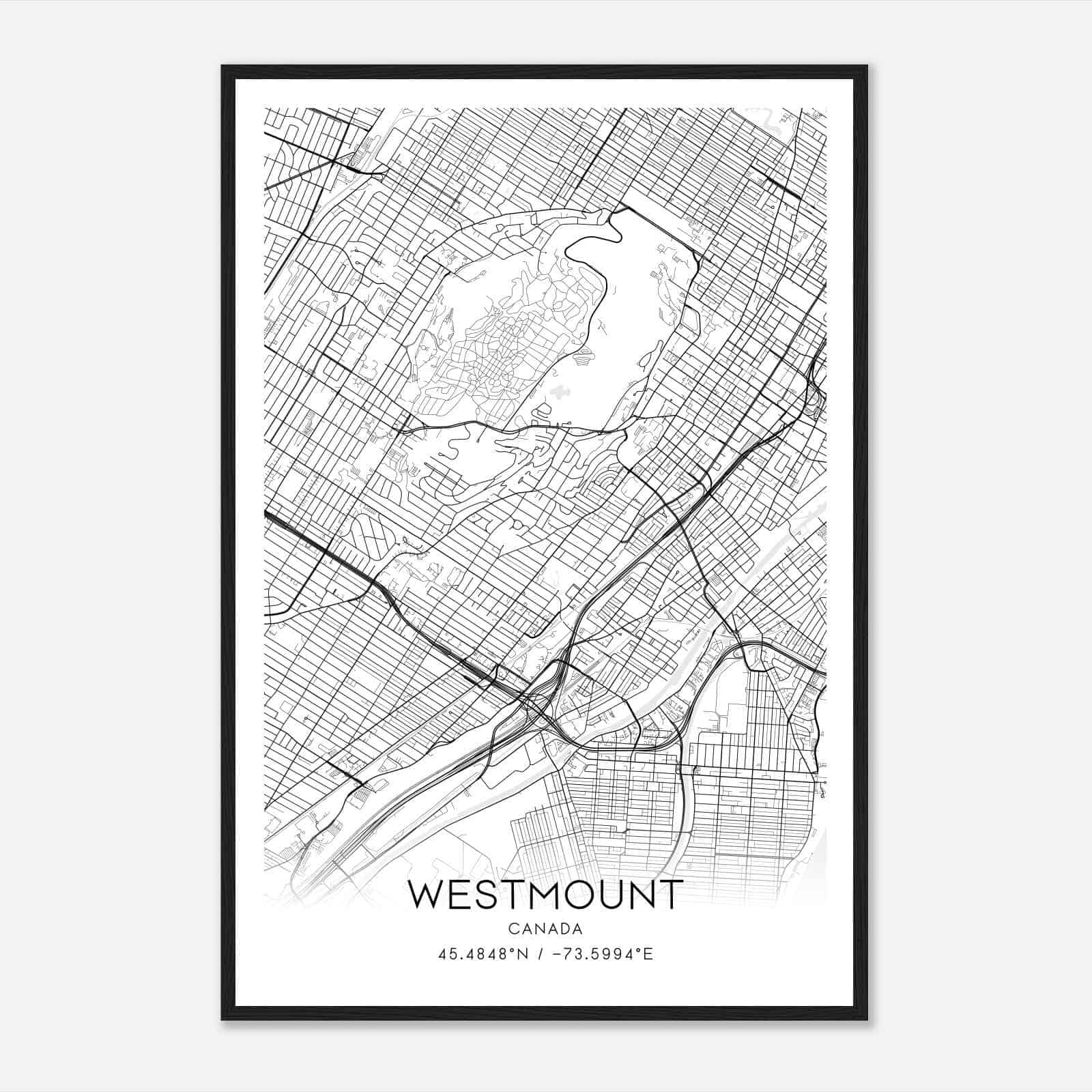 Westmount Canada Map Poster, Modern Home Decor Wall Art Print