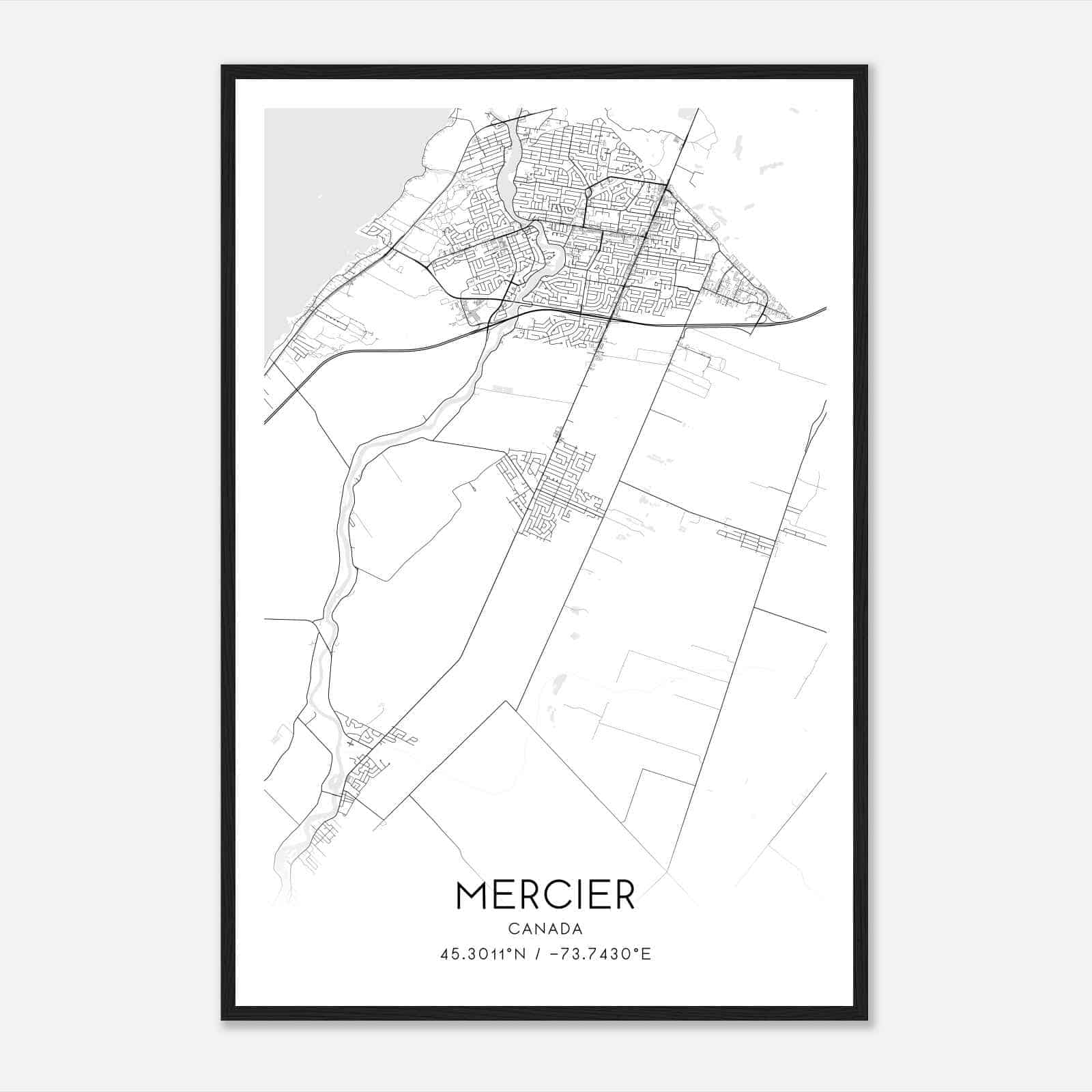 Mercier Canada Map Poster, Modern Home Decor Wall Art Print