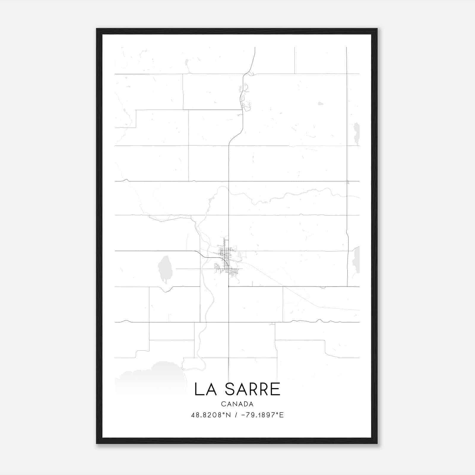La Sarre Canada Map Poster, Modern Home Decor Wall Art Print