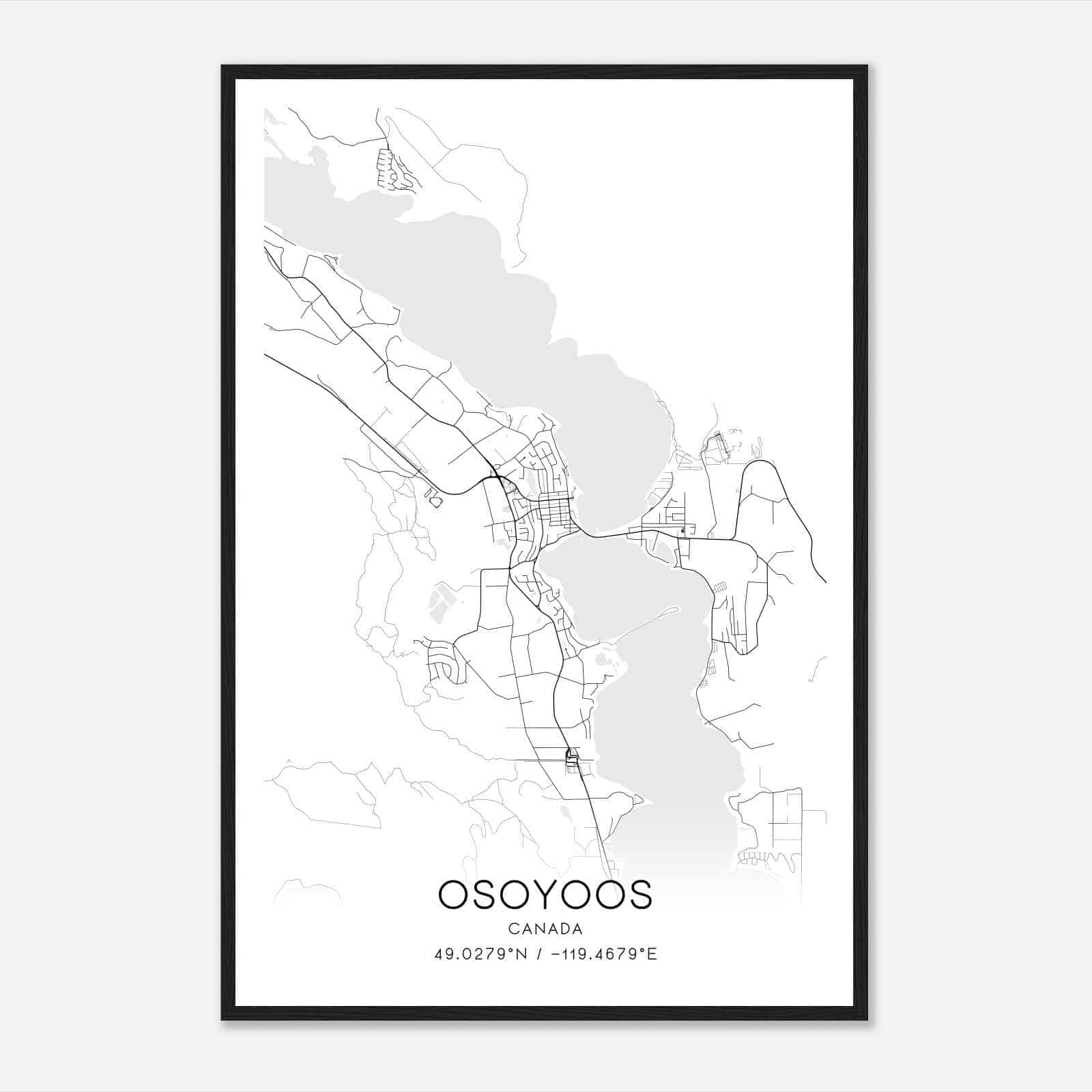 Osoyoos Canada Map Poster, Modern Home Decor Wall Art Print