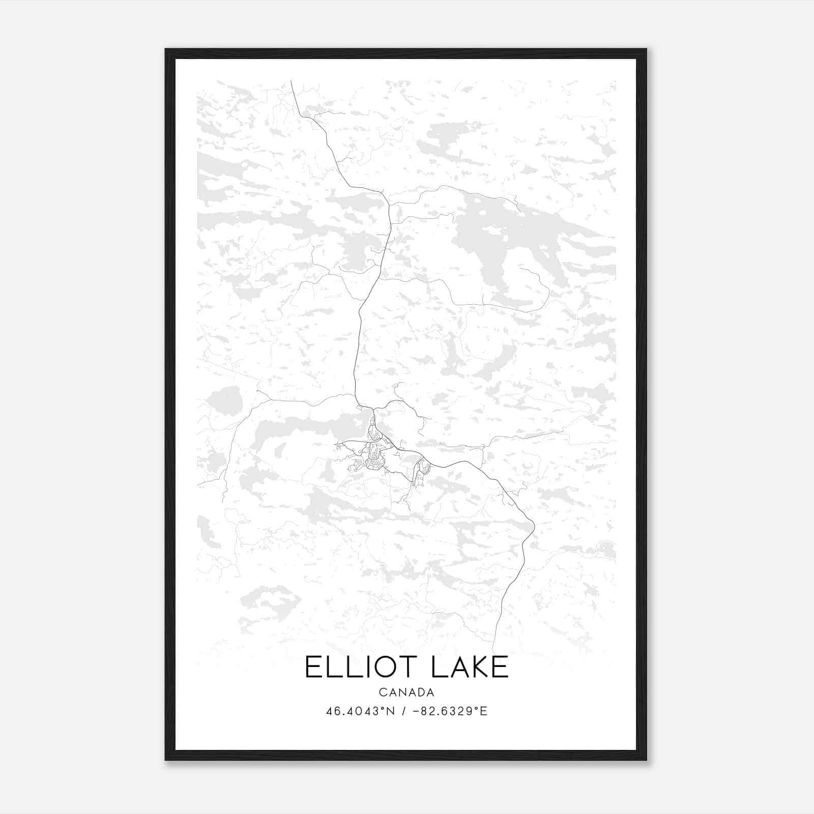 Elliot Lake Canada Map Poster, Modern Home Decor Wall Art Print
