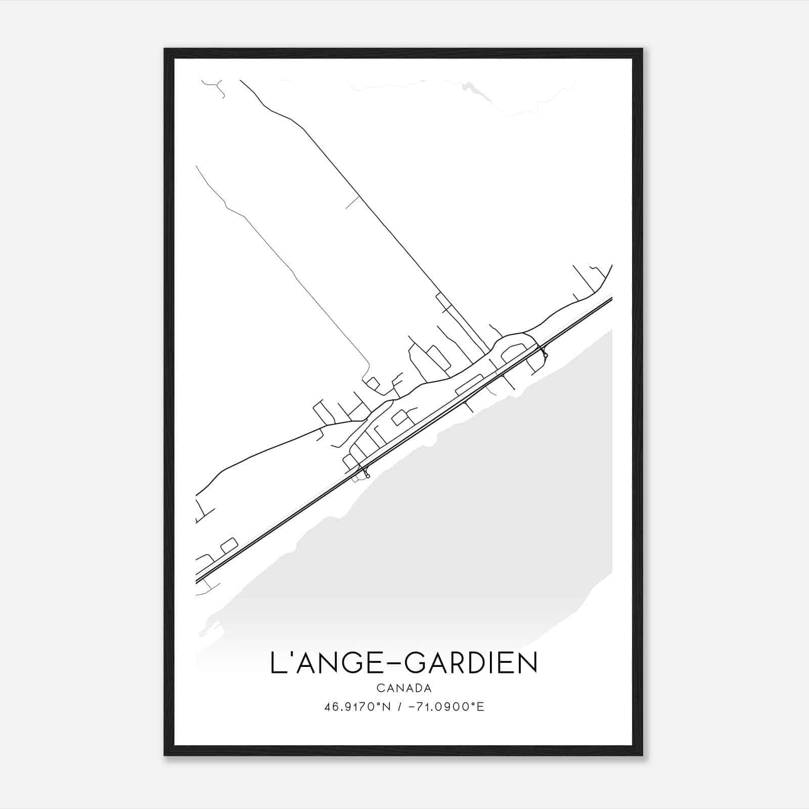 L’Ange-Gardien Canada Map Poster, Modern Home Decor Wall Art Print