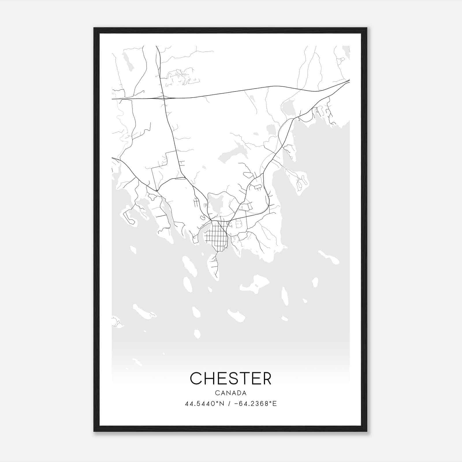 Chester Canada Map Poster, Modern Home Decor Wall Art Print