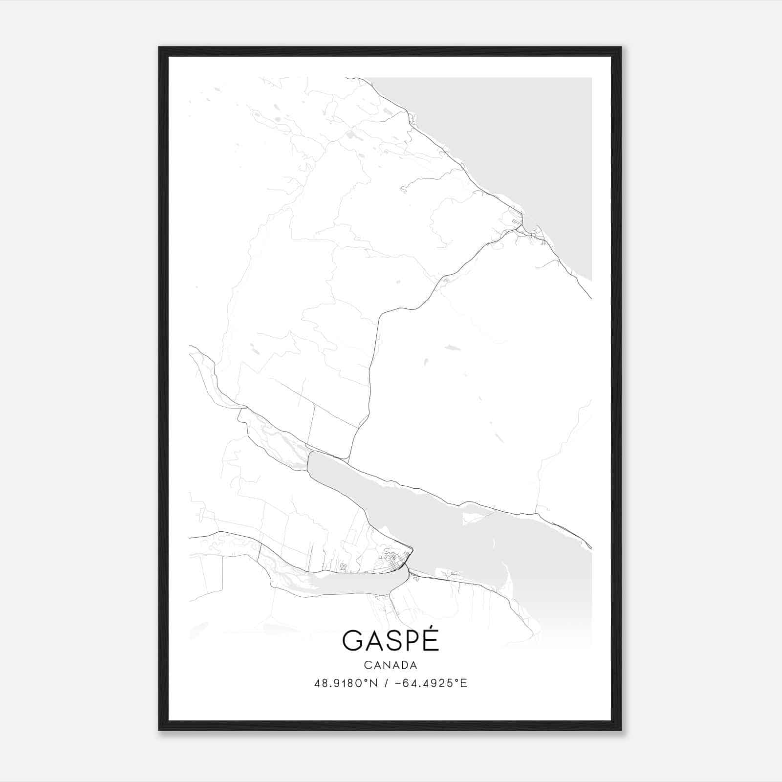 Gaspe Canada Map Poster, Modern Home Decor Wall Art Print