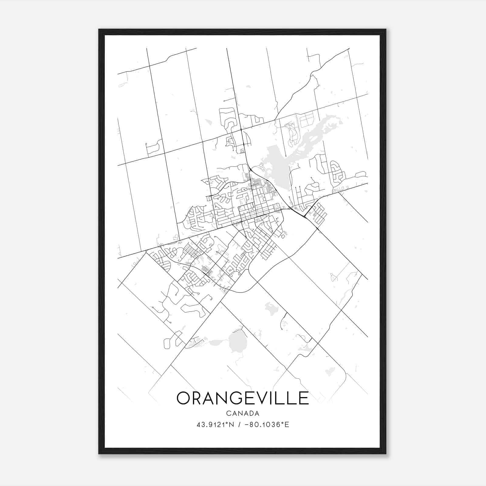 Orangeville Canada Map Poster, Modern Home Decor Wall Art Print