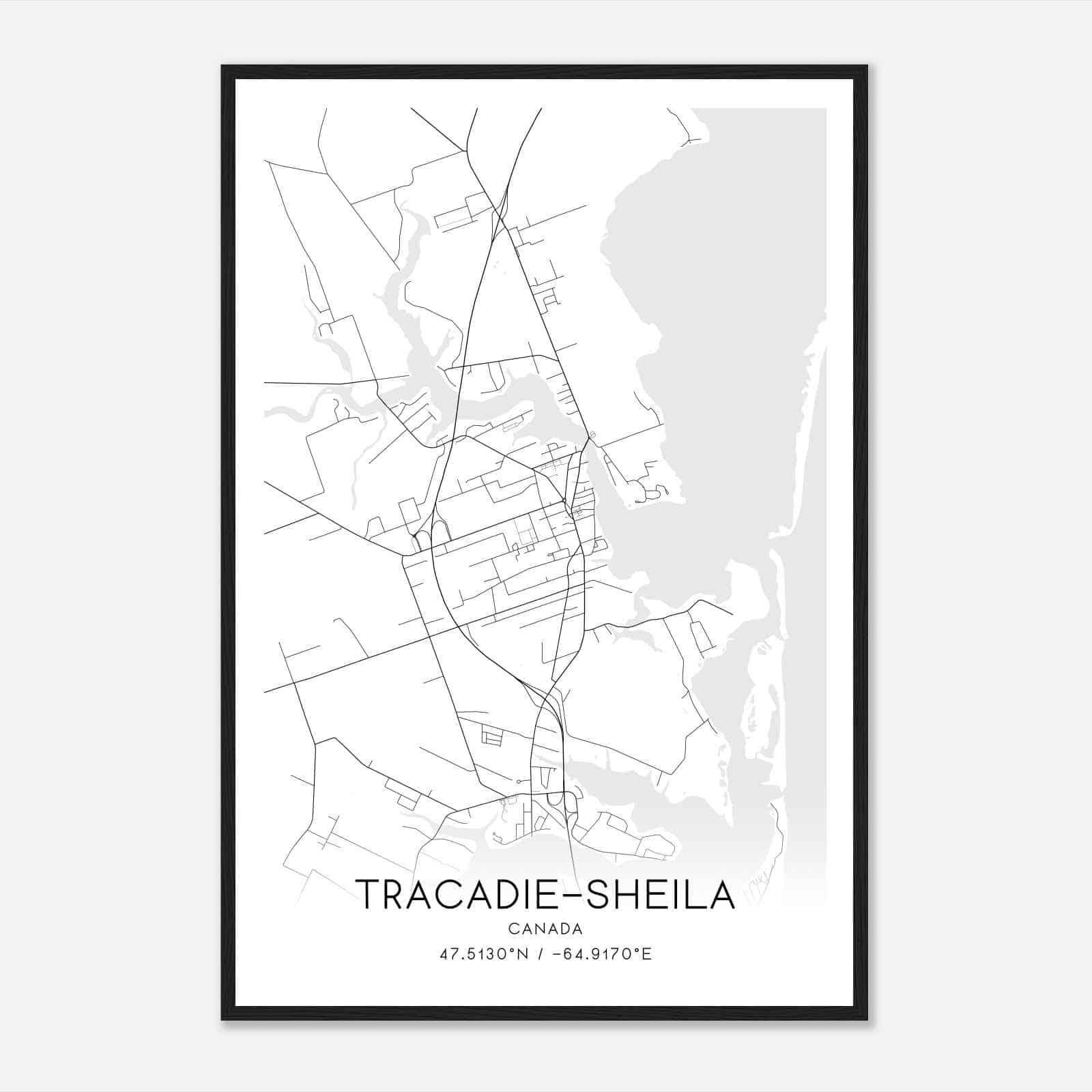 Tracadie Canada Map Poster, Modern Home Decor Wall Art Print