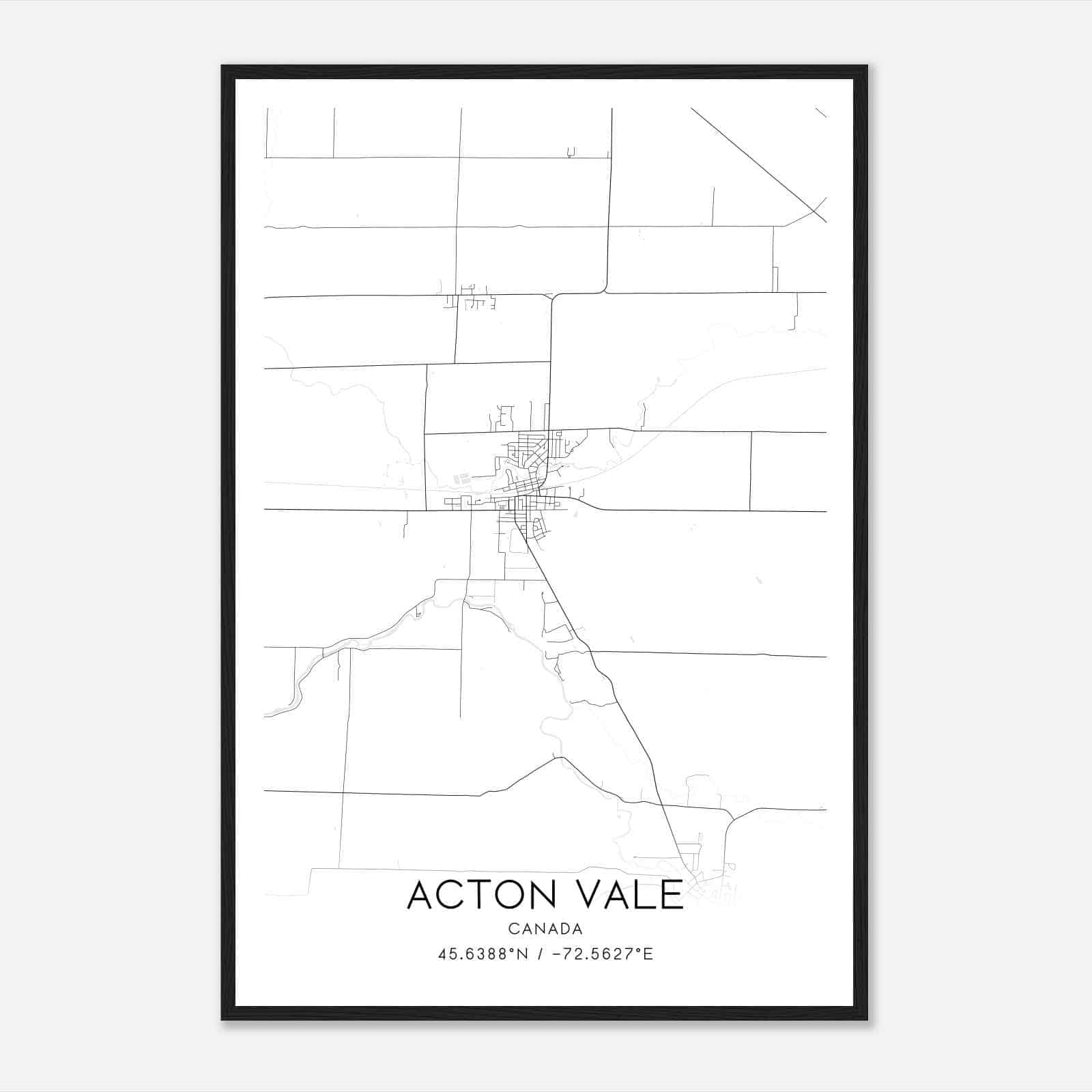 Acton Vale Canada Map Poster, Modern Home Decor Wall Art Print