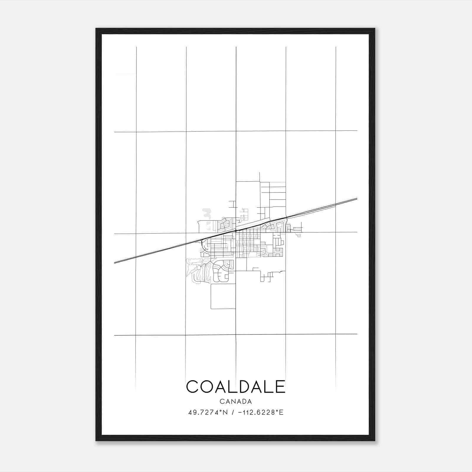 Coaldale Canada Map Poster, Modern Home Decor Wall Art Print