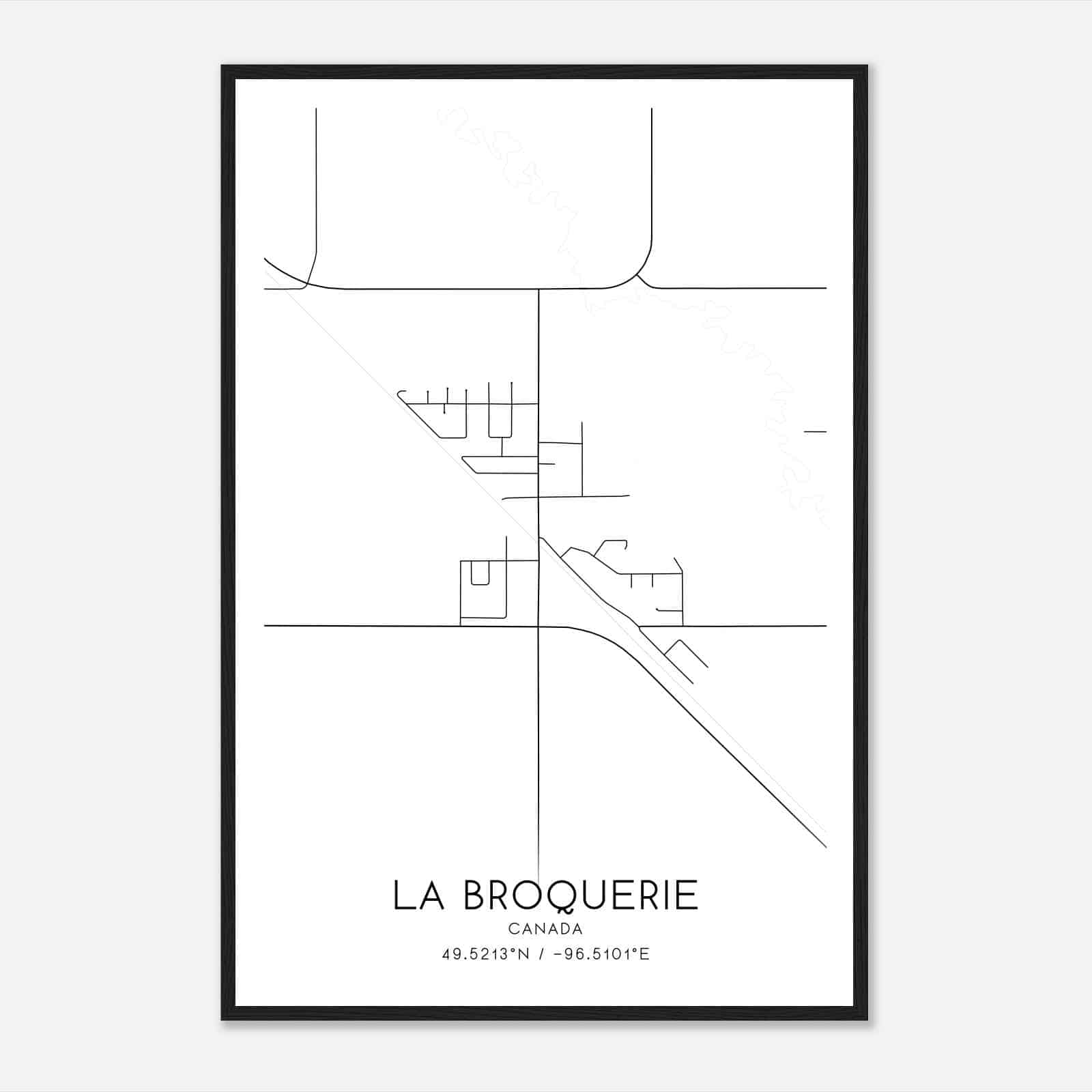 La Broquerie Canada Map Poster, Modern Home Decor Wall Art Print