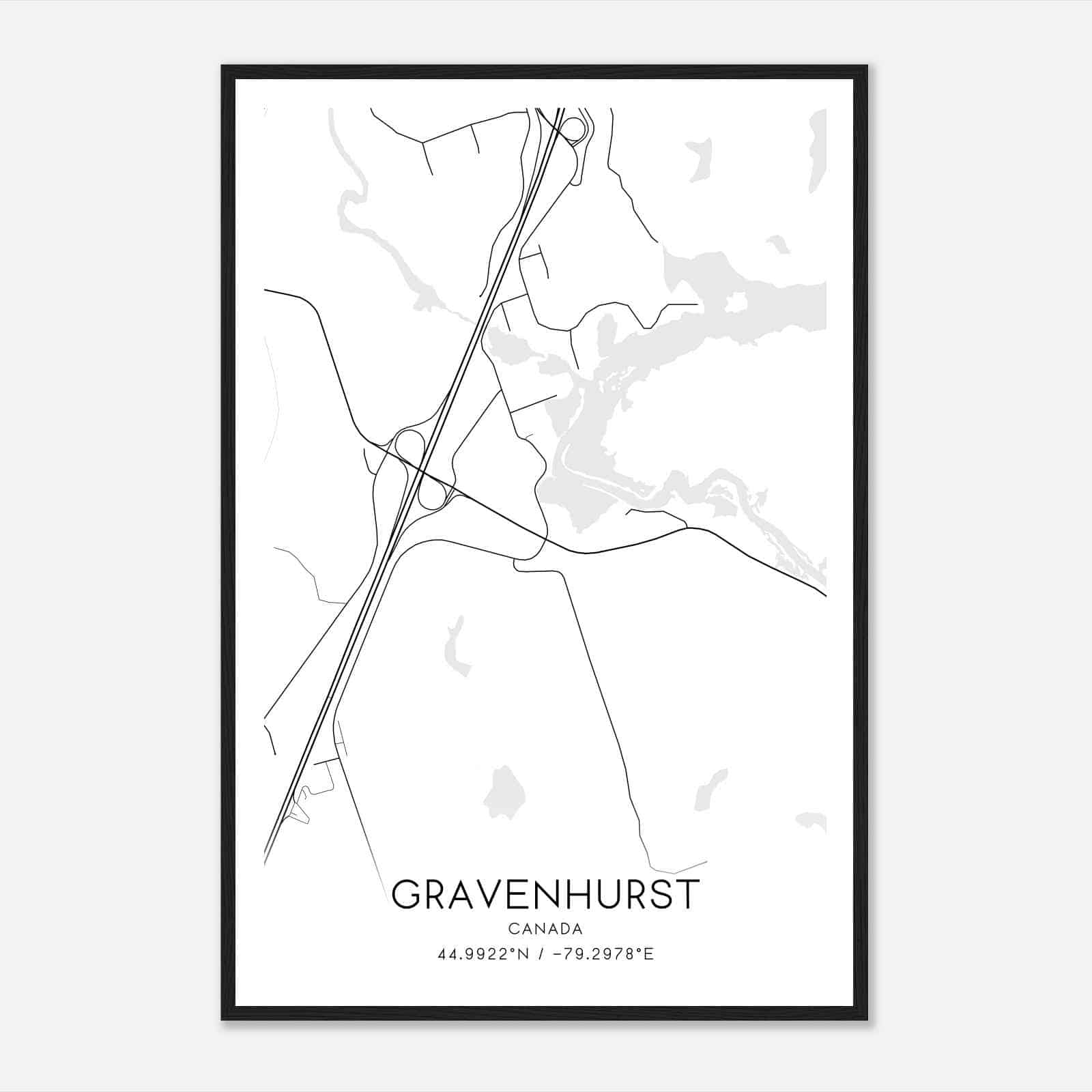 Muskoka Falls Canada Map Poster, Modern Home Decor Wall Art Print