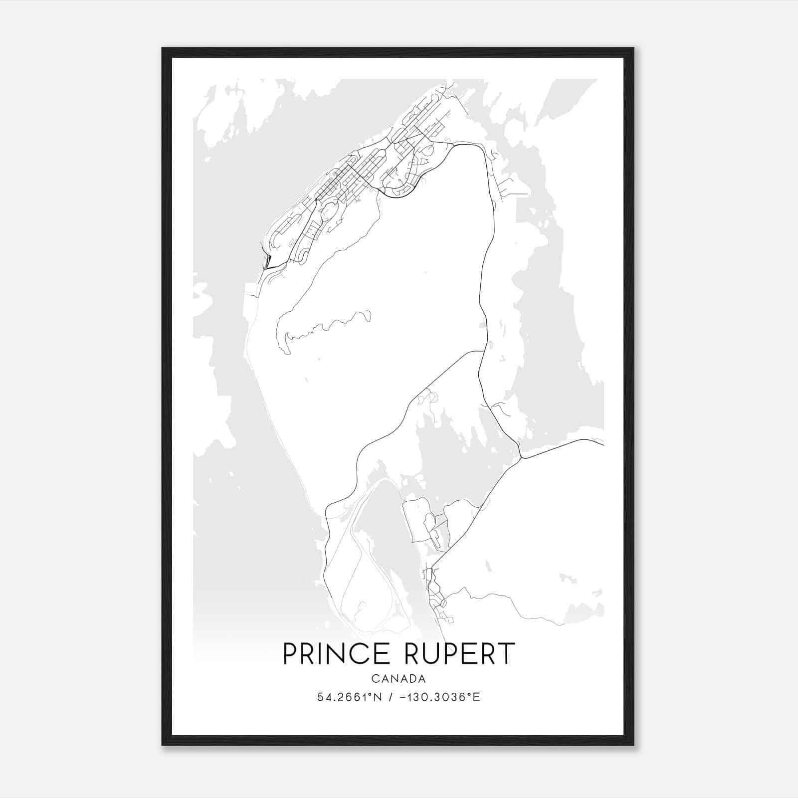 Prince Rupert Canada Map Poster, Modern Home Decor Wall Art Print