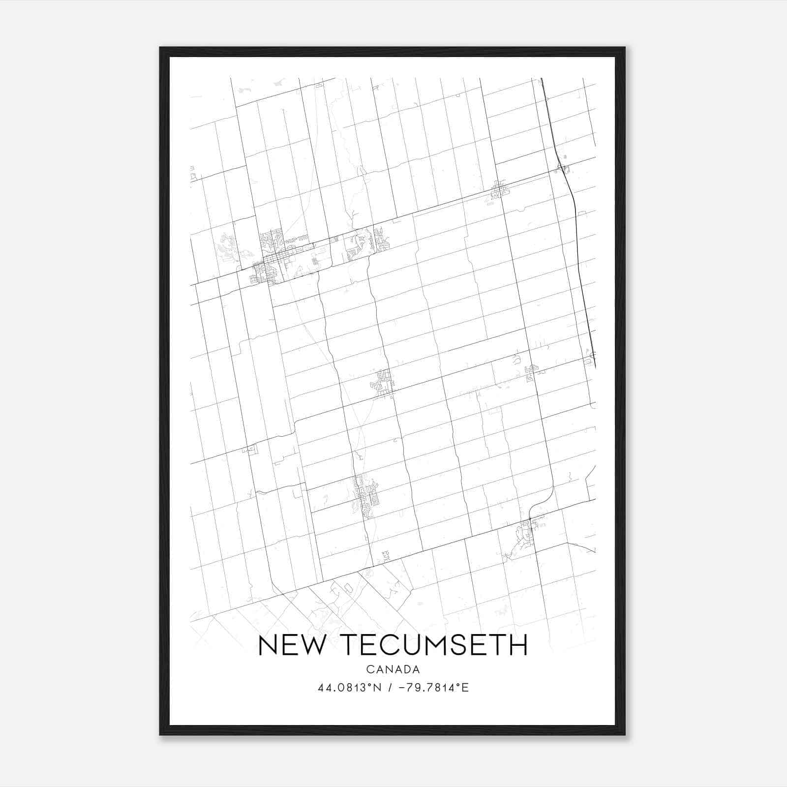 New Tecumseth Canada Map Poster, Modern Home Decor Wall Art Print