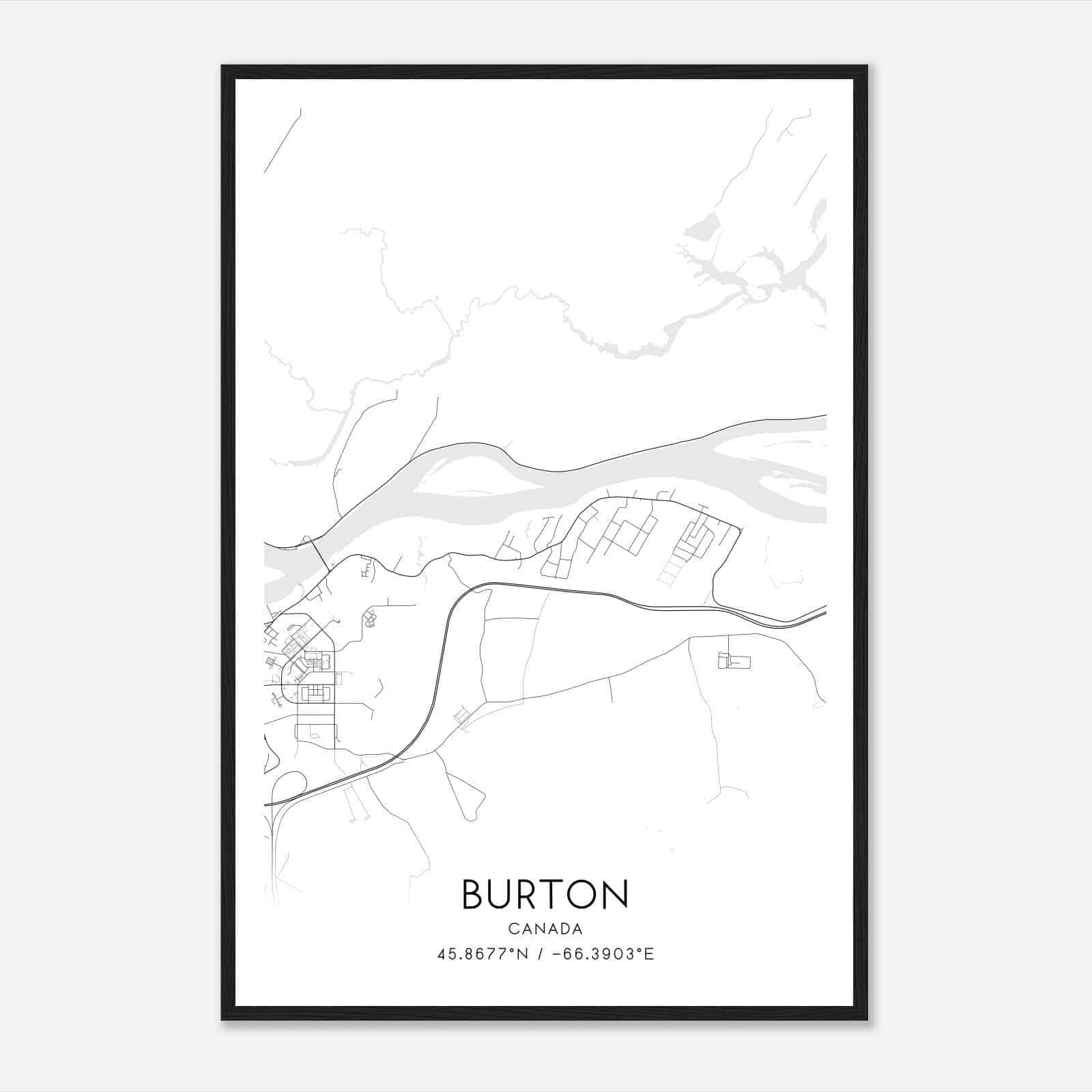 Burton Canada Map Poster, Modern Home Decor Wall Art Print