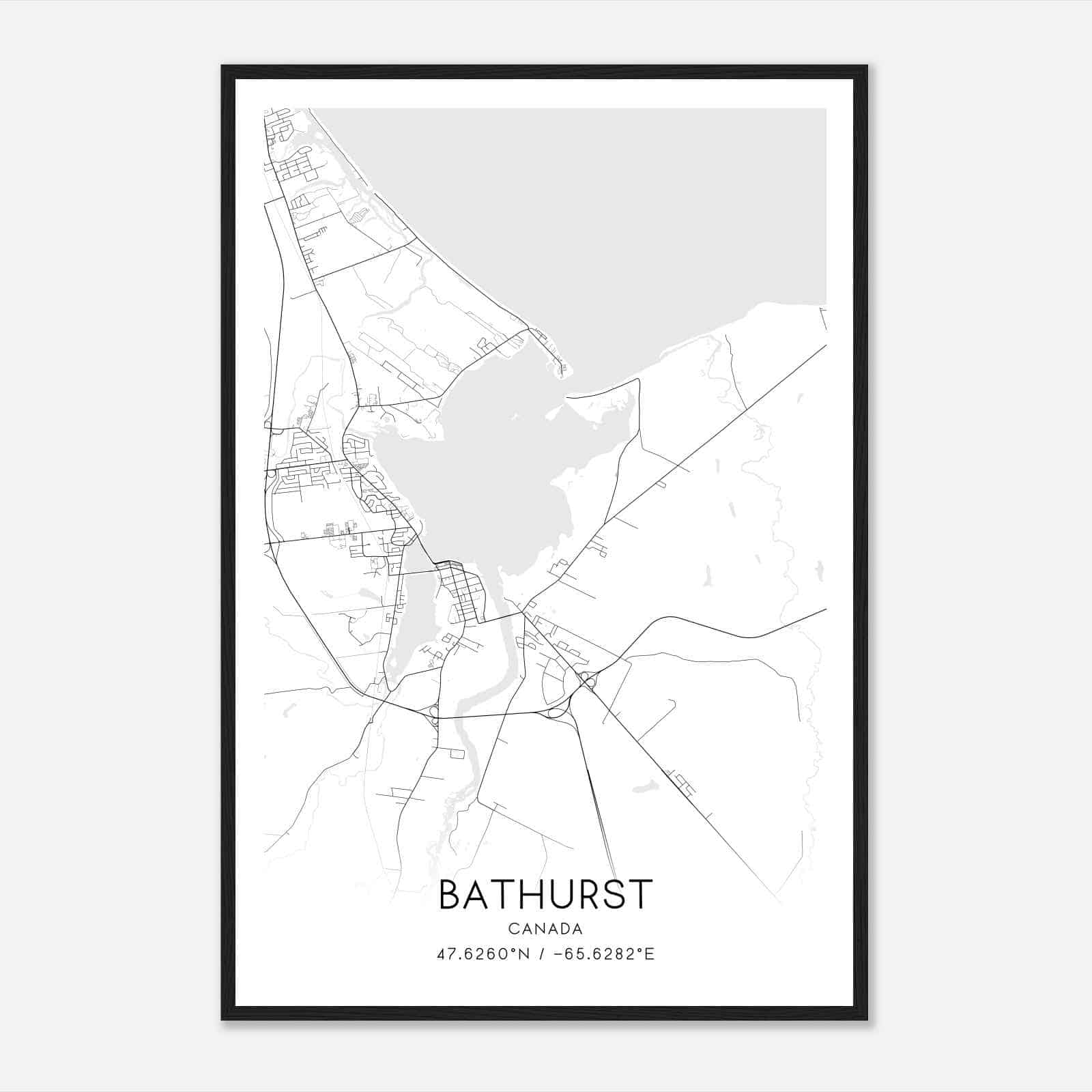 Bathurst Canada Map Poster, Modern Home Decor Wall Art Print