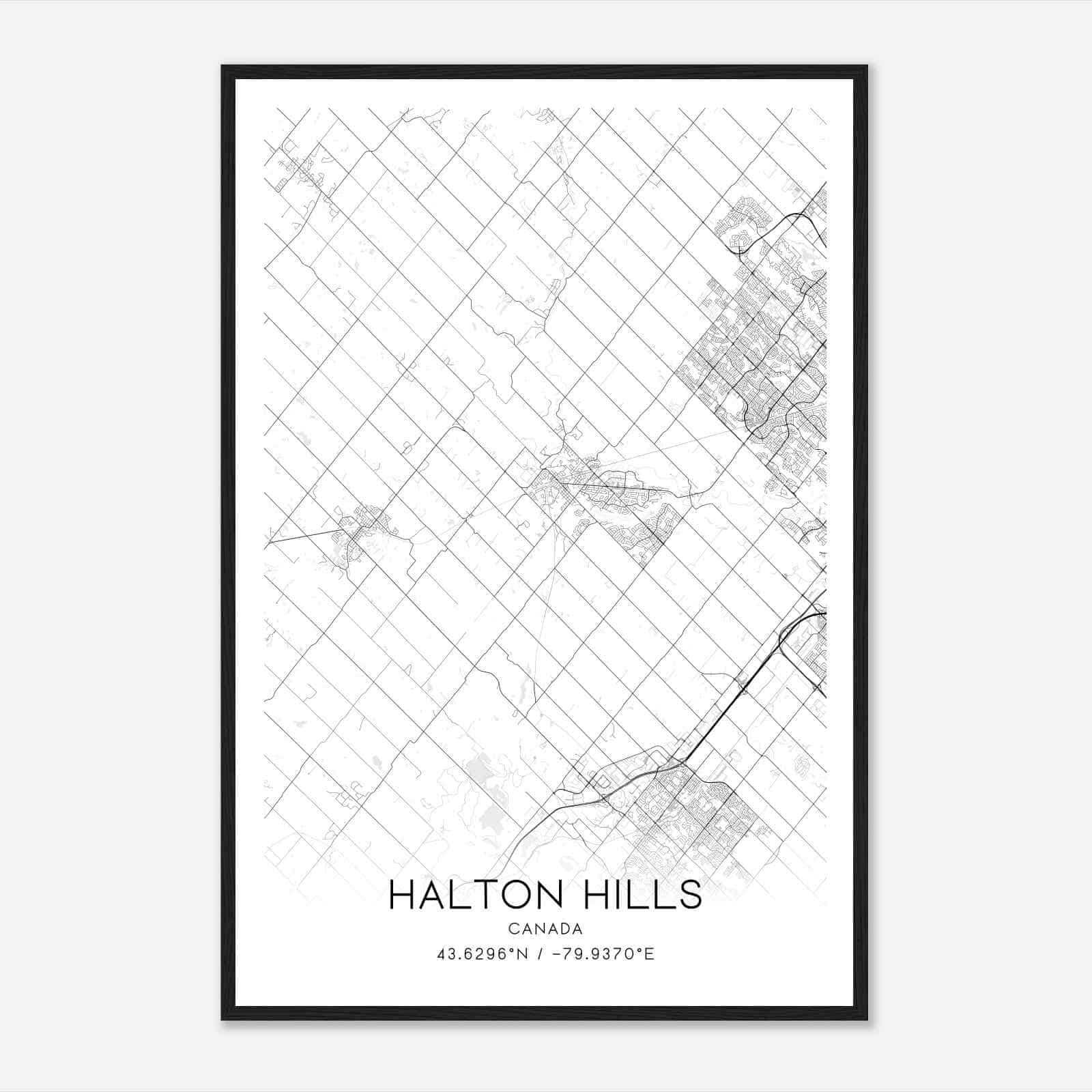 Halton Hills Canada Map Poster, Modern Home Decor Wall Art Print