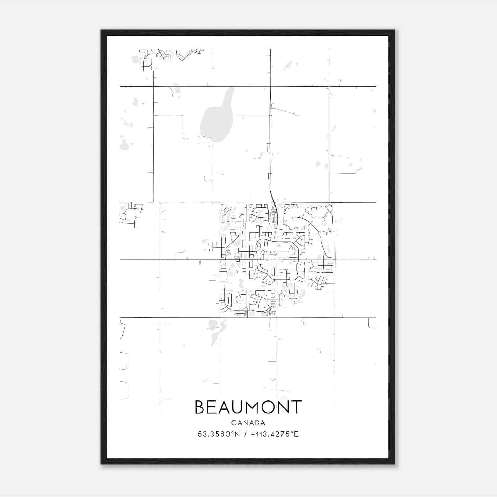 Beaumont Canada Map Poster, Modern Home Decor Wall Art Print