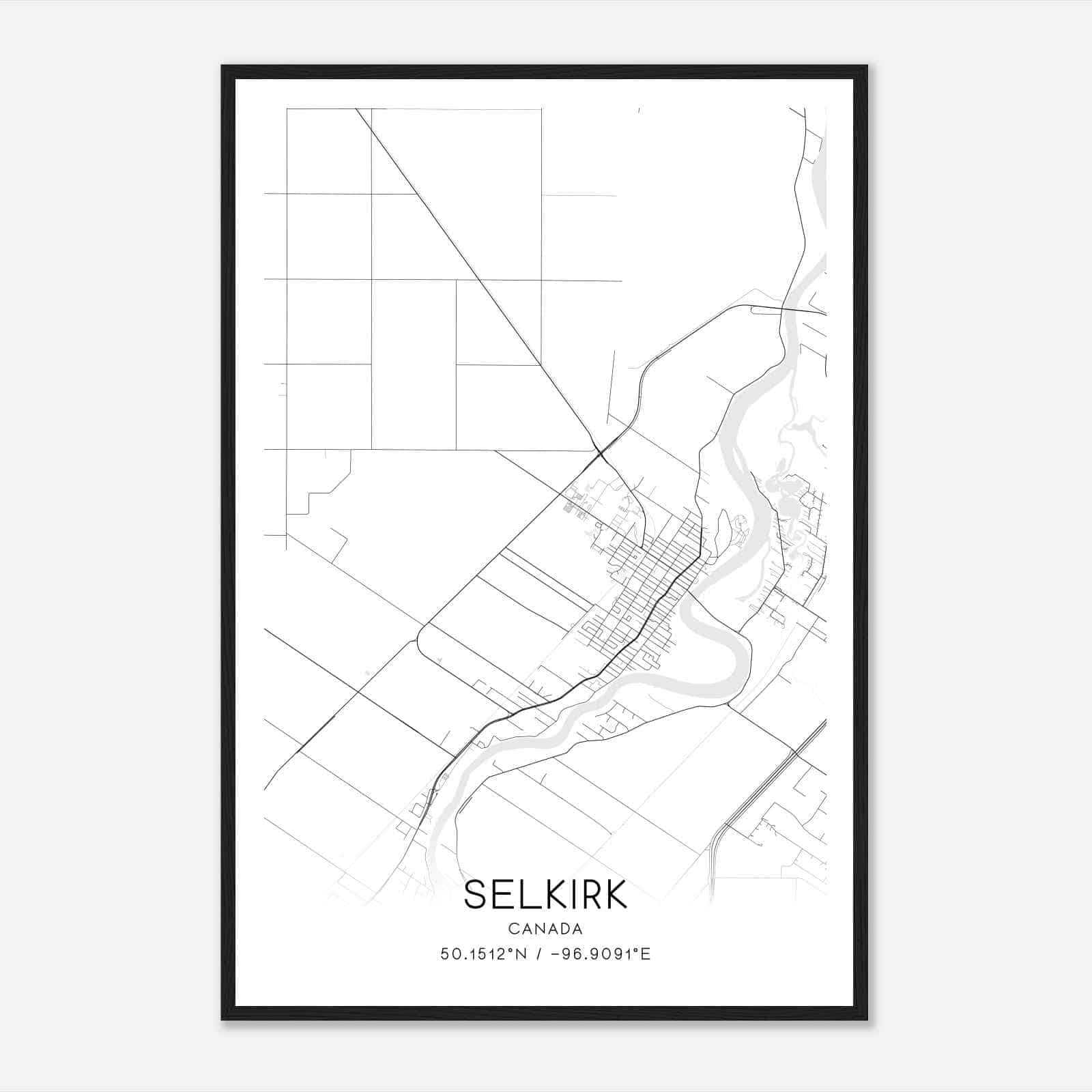Selkirk Canada Map Poster, Modern Home Decor Wall Art Print