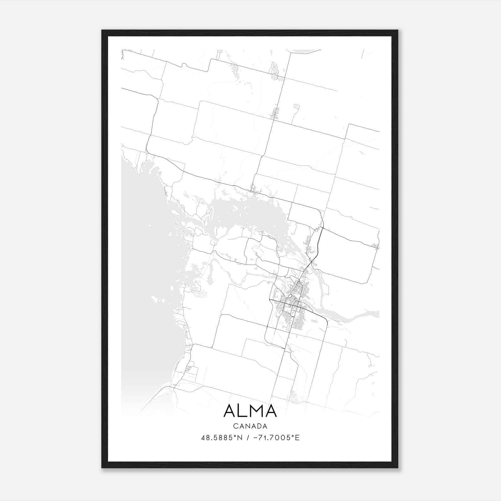 Alma Canada Map Poster, Modern Home Decor Wall Art Print