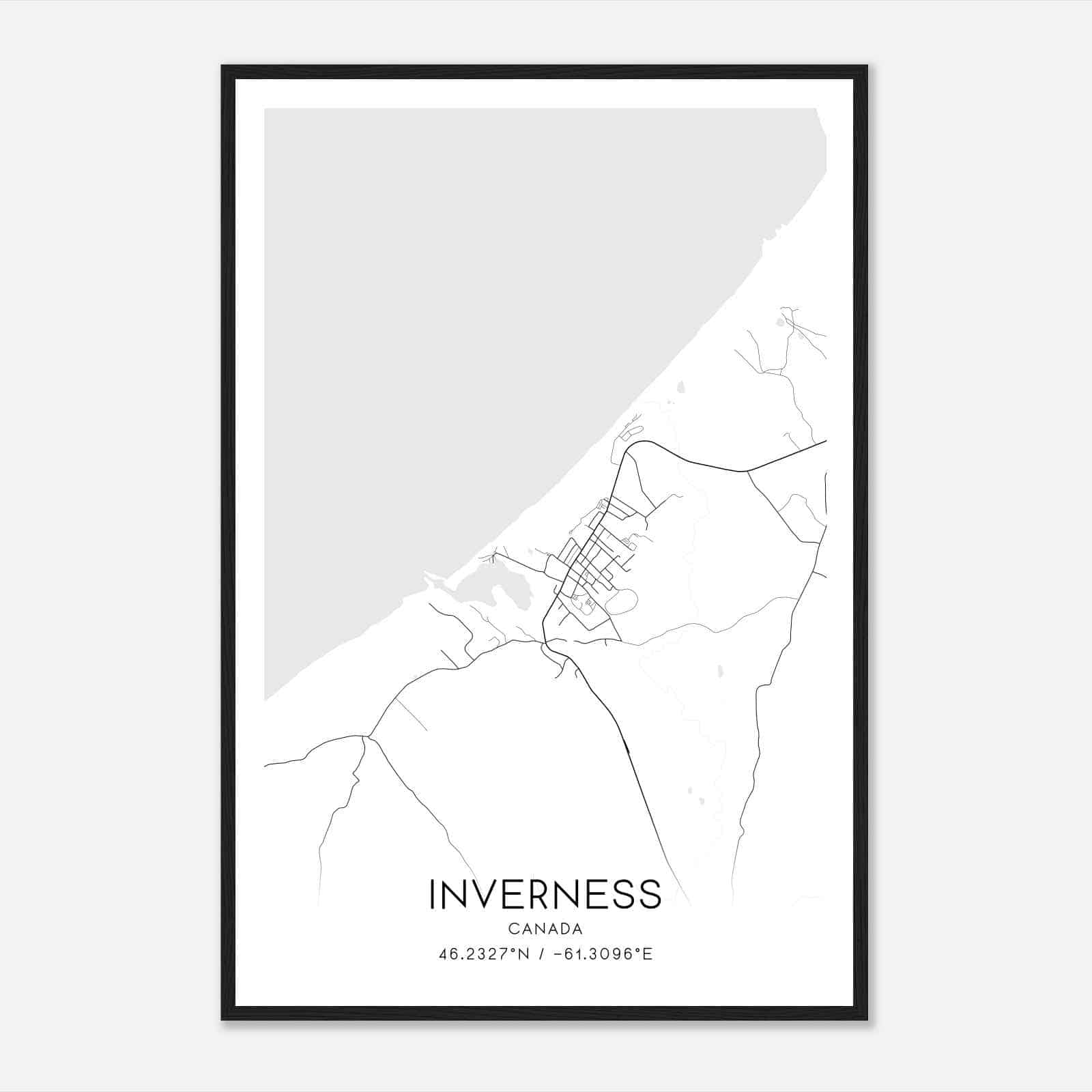 Inverness Canada Map Poster, Modern Home Decor Wall Art Print