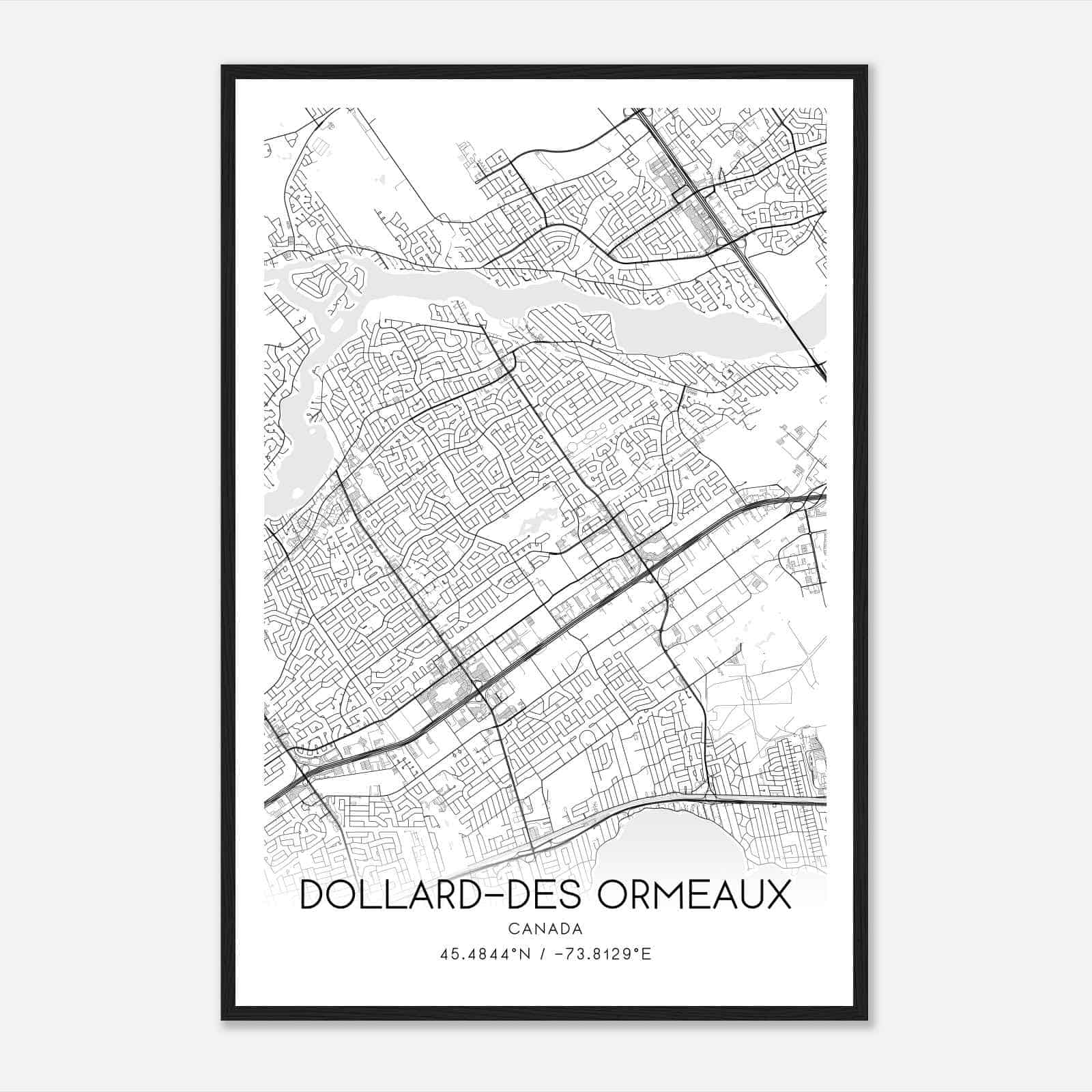 Dollard-des-Ormeaux Canada Map Poster, Modern Home Decor Wall Art Print