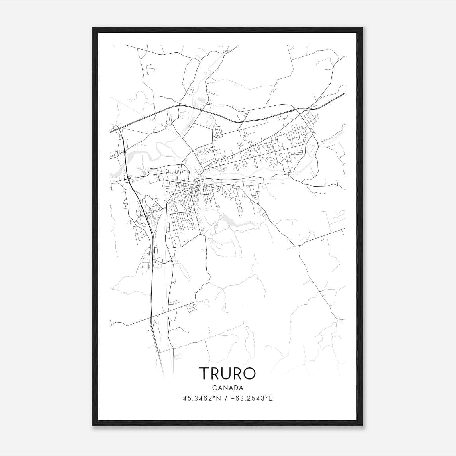 Truro Canada Map Poster, Modern Home Decor Wall Art Print