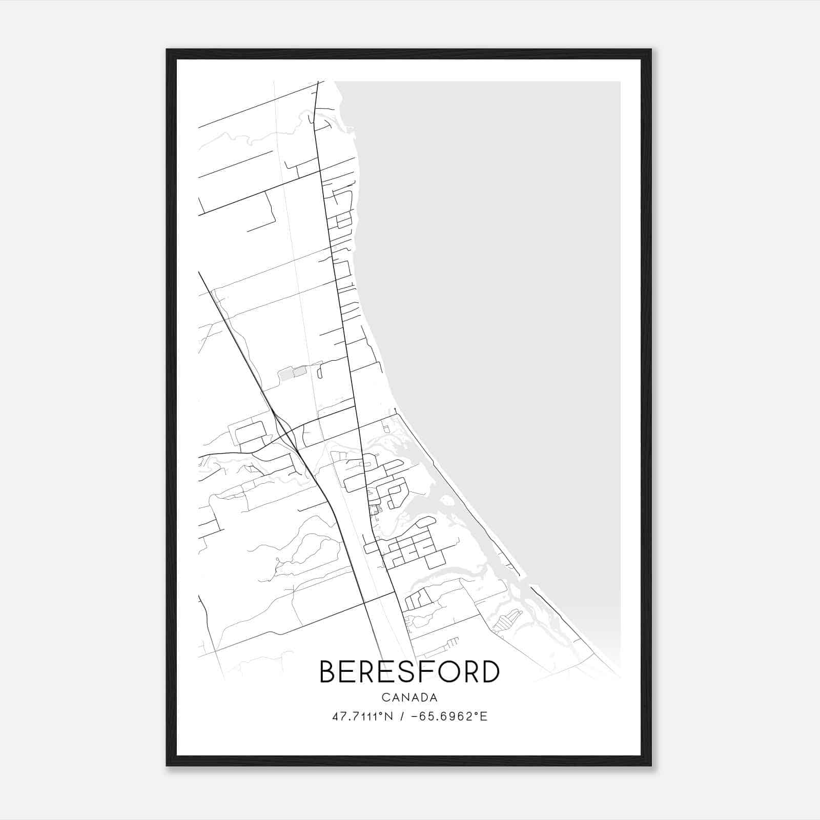 Beresford Canada Map Poster, Modern Home Decor Wall Art Print