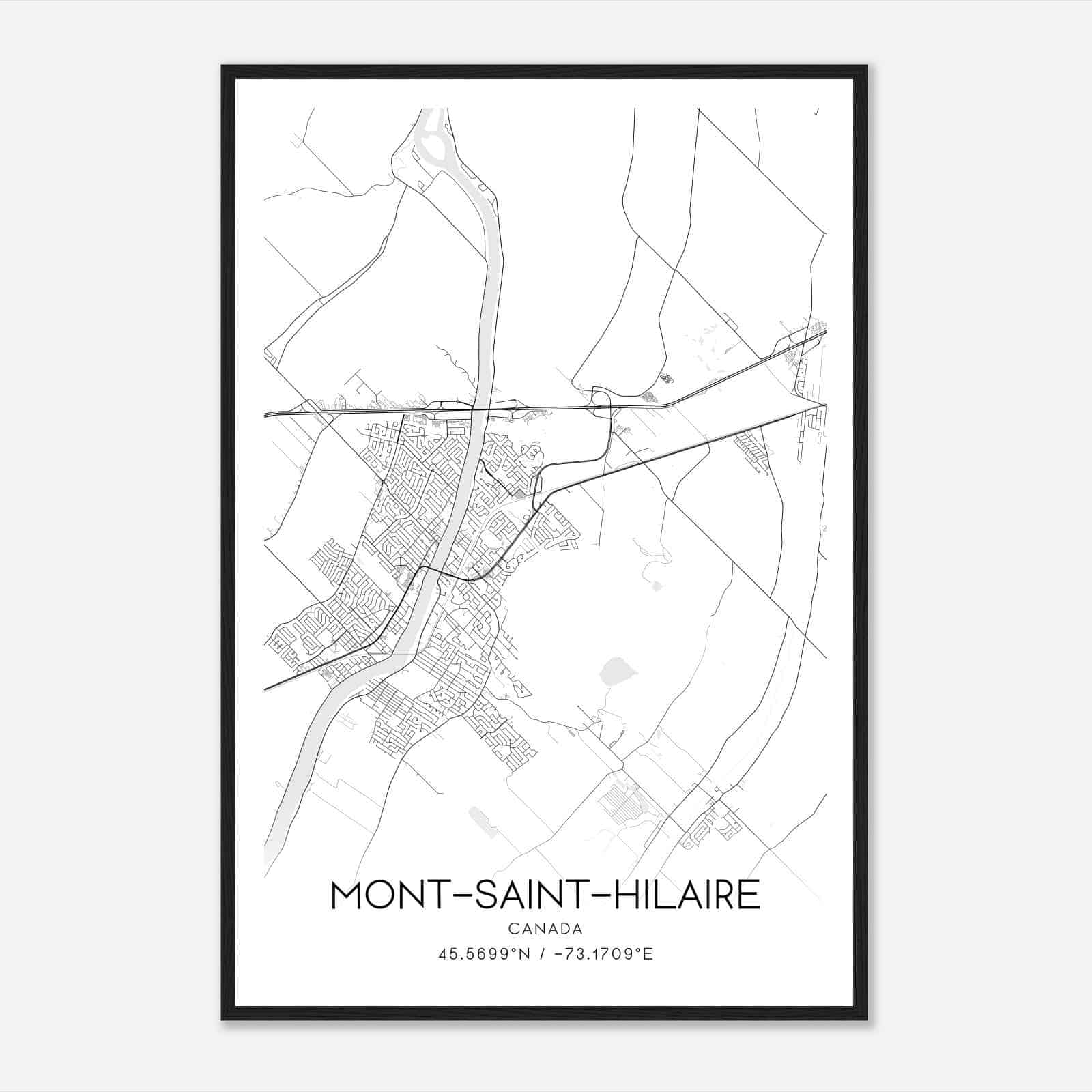 Mont-Saint-Hilaire Canada Map Poster, Modern Home Decor Wall Art Print