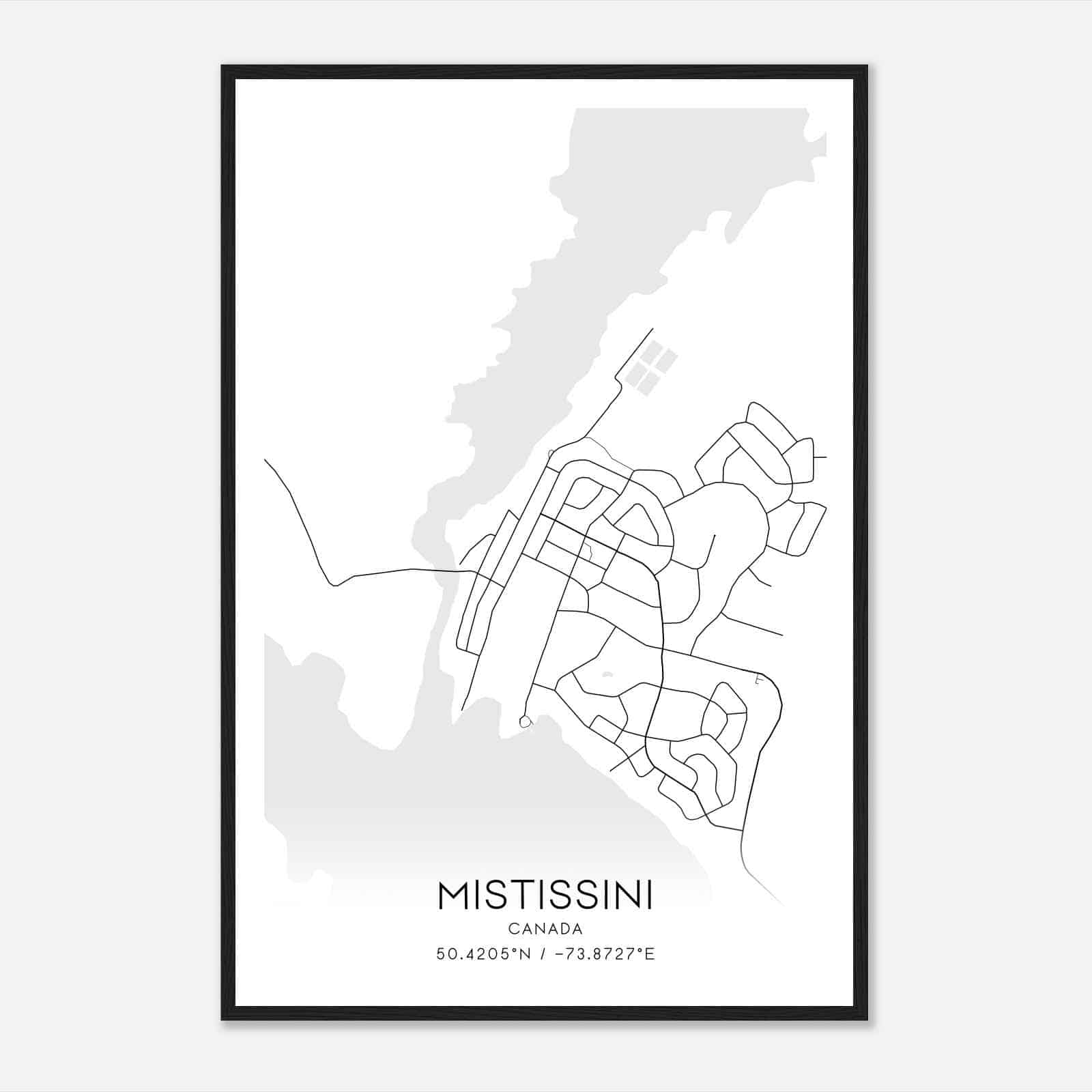 Mistassini Canada Map Poster, Modern Home Decor Wall Art Print