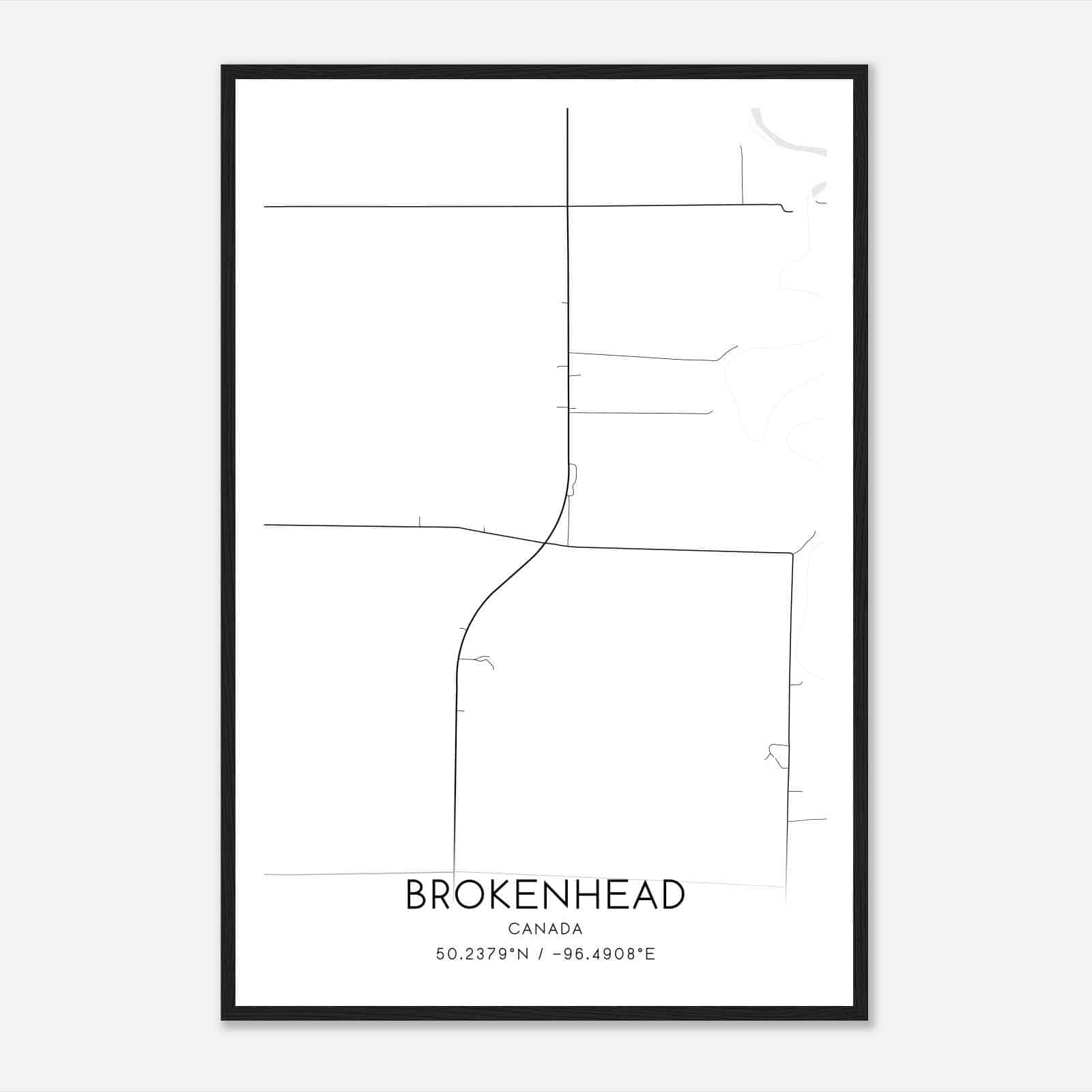 Brokenhead Canada Map Poster, Modern Home Decor Wall Art Print