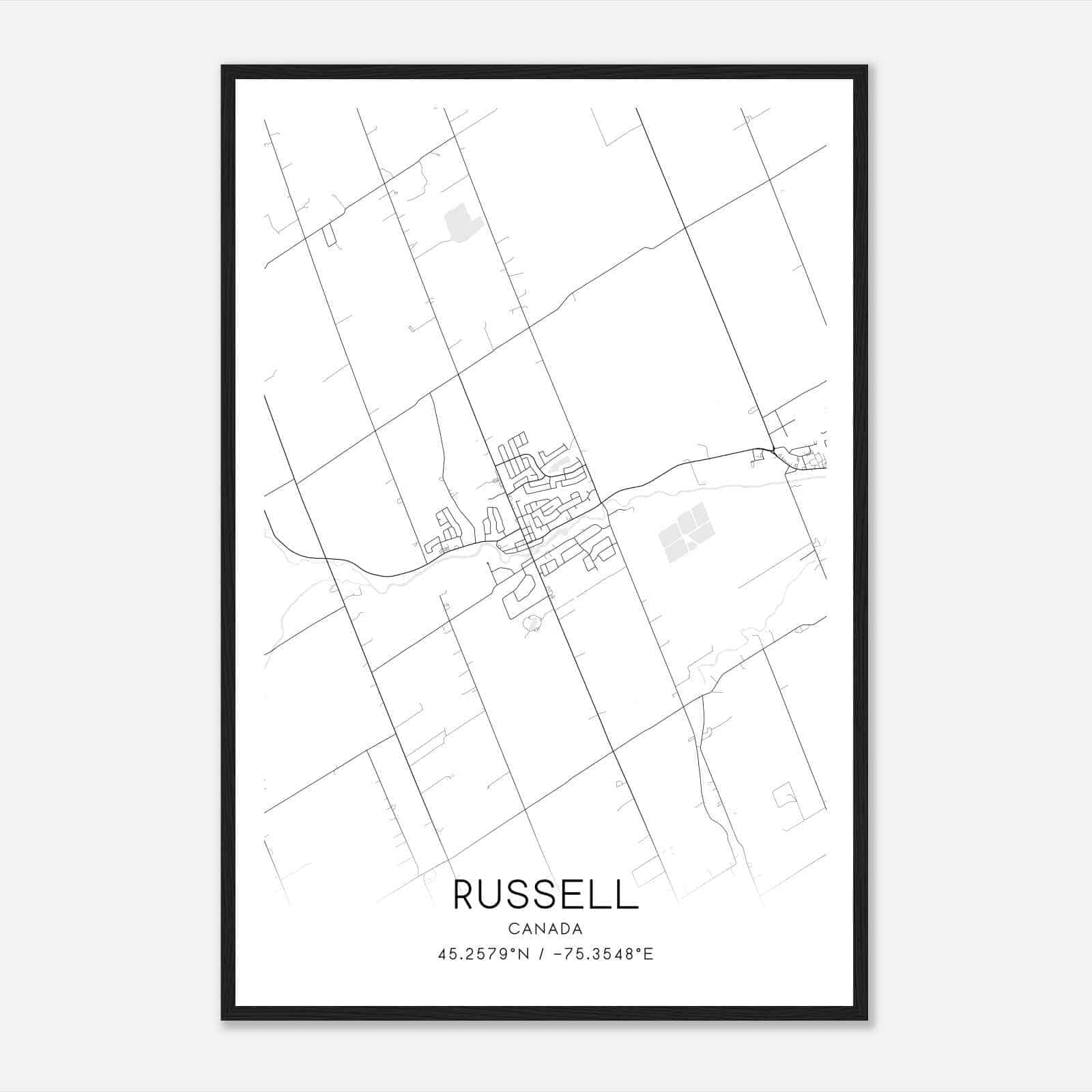 Russell Canada Map Poster, Modern Home Decor Wall Art Print