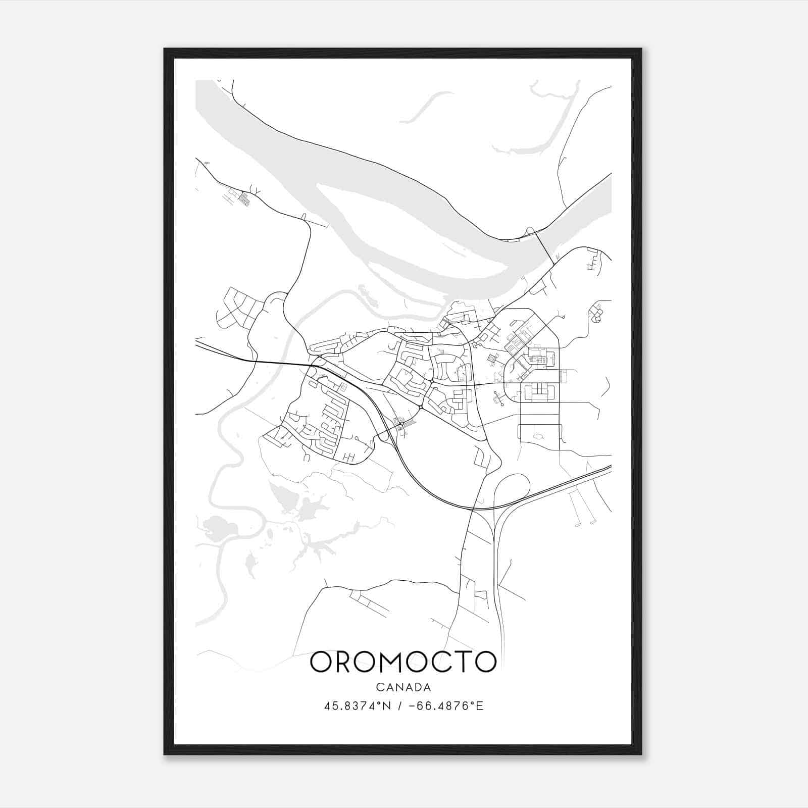 Oromocto Canada Map Poster, Modern Home Decor Wall Art Print