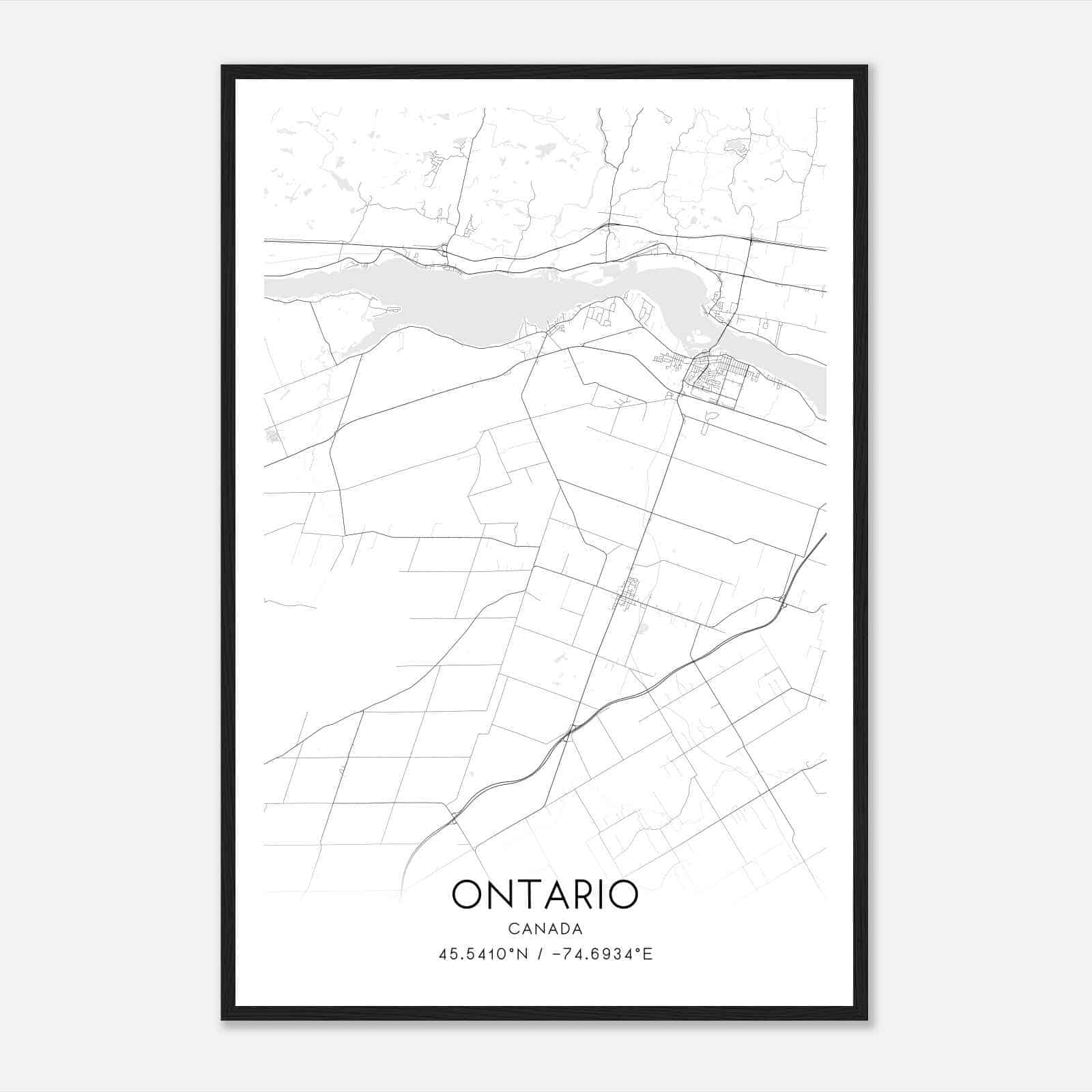 Champlain Canada Map Poster, Modern Home Decor Wall Art Print